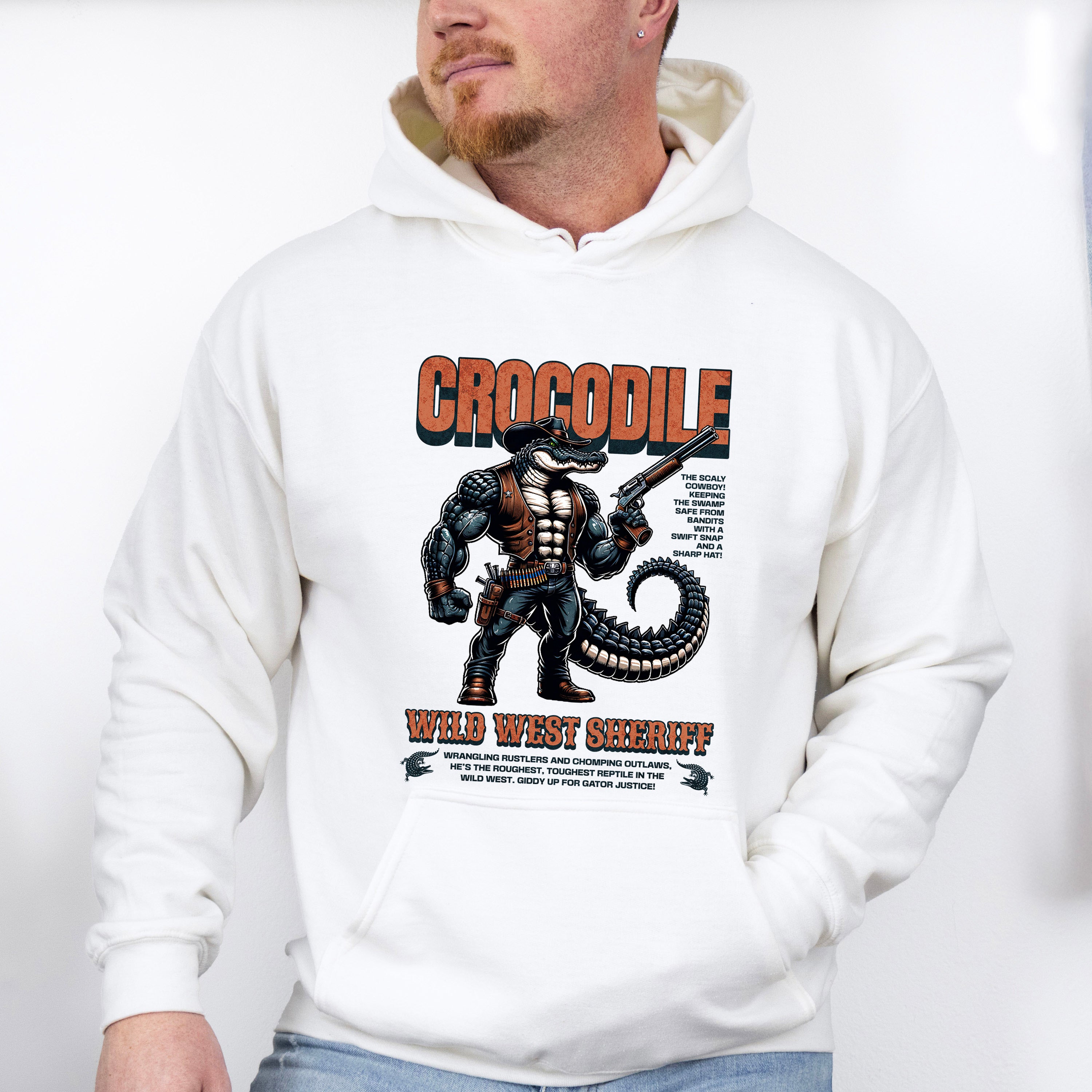 Crocodile Wild West Sheriff Design - Rodeo Unisex Crewneck T-Shirt Sweatshirt Hoodie