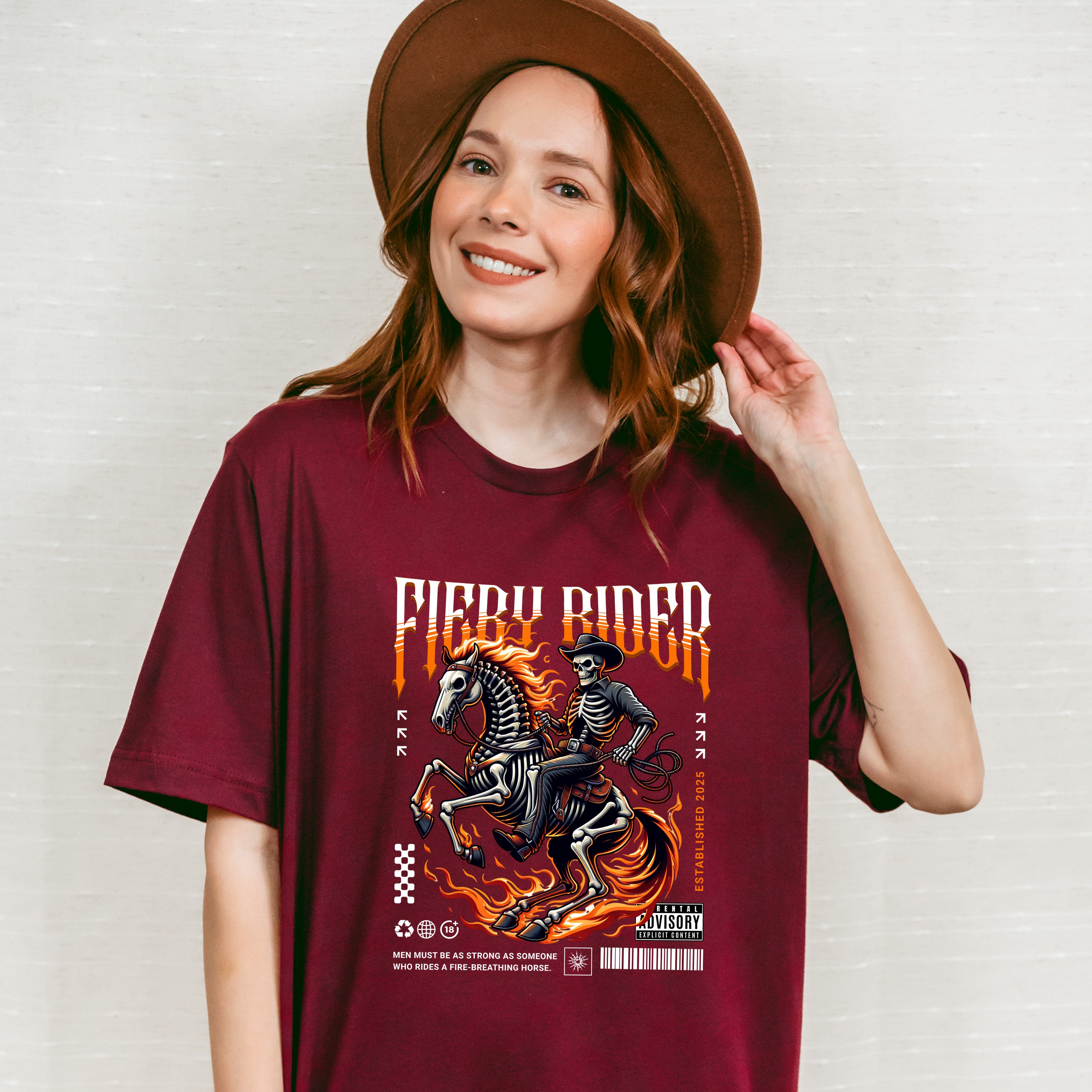 Fiery Rider Design - Rodeo Unisex Crewneck T-Shirt Sweatshirt Hoodie