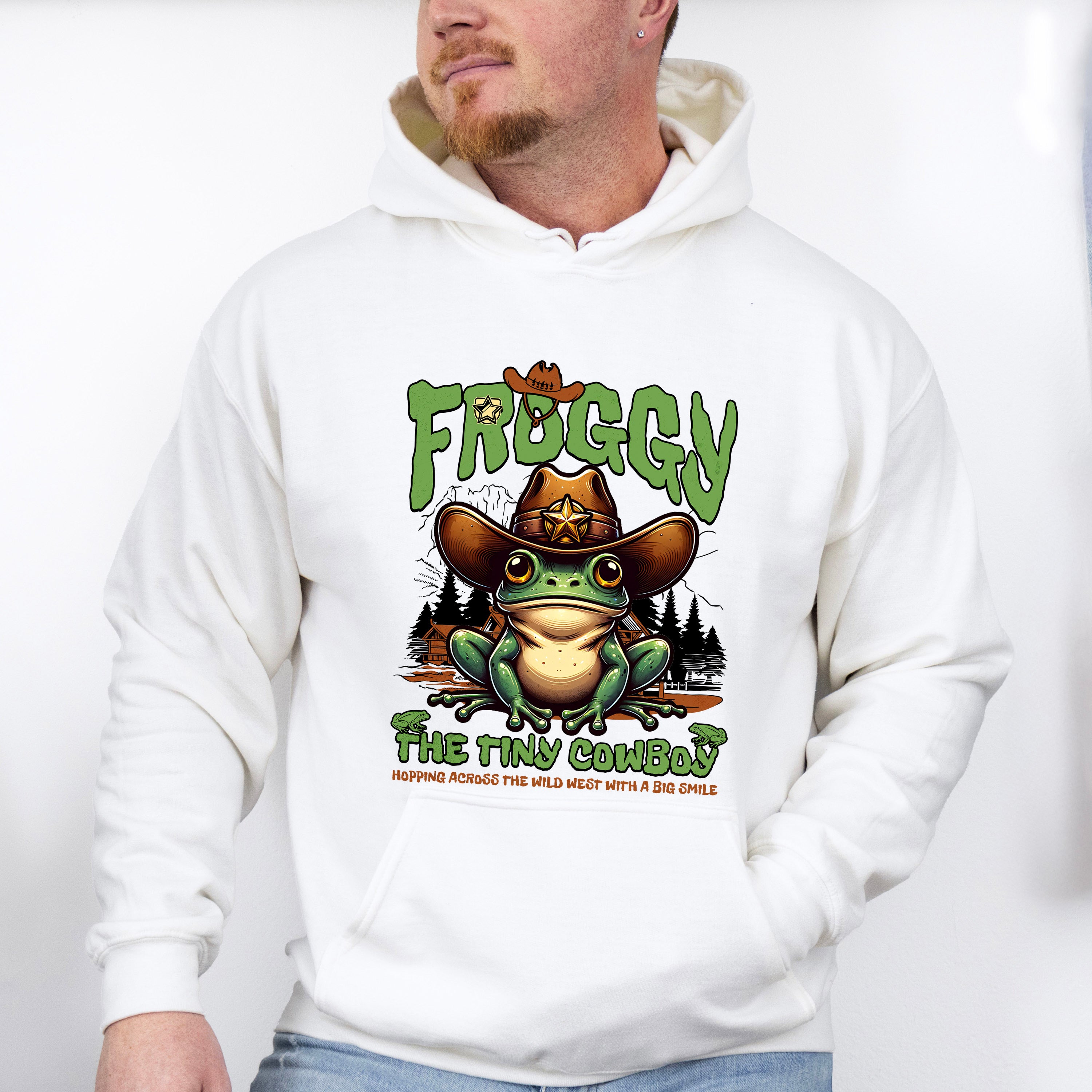 Froggy The Tiny Cowboy Design - Rodeo Unisex Crewneck T-Shirt Sweatshirt Hoodie