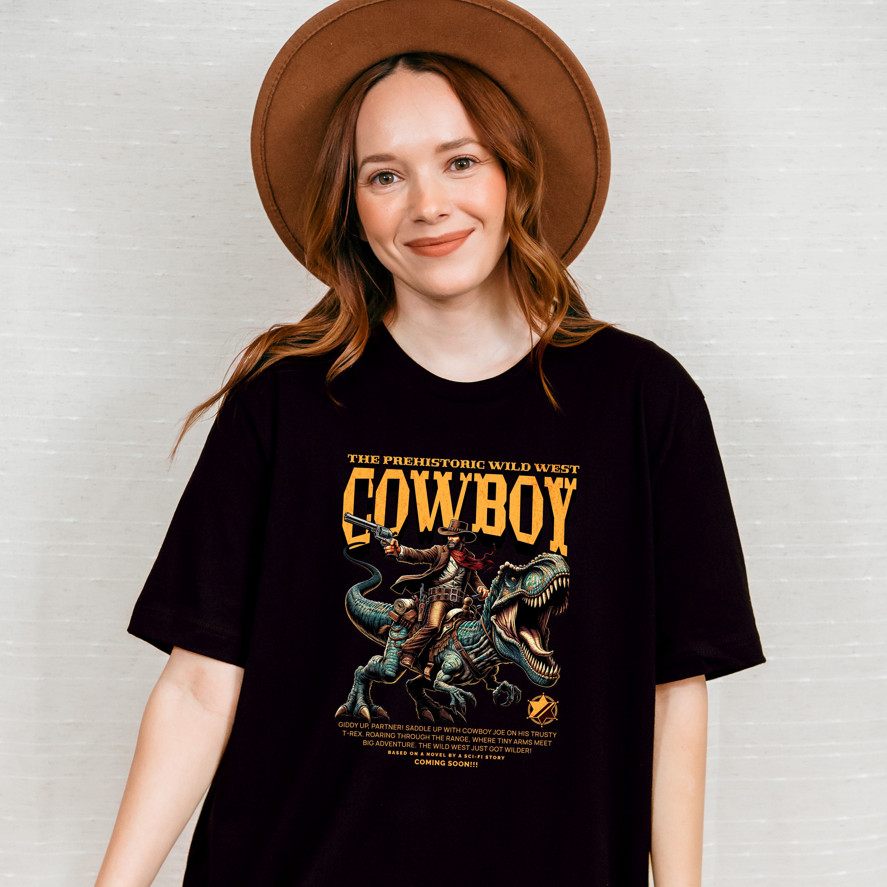 The Prehistoric Wild West Cowboy Design - Rodeo Unisex Crewneck T-Shirt Sweatshirt Hoodie