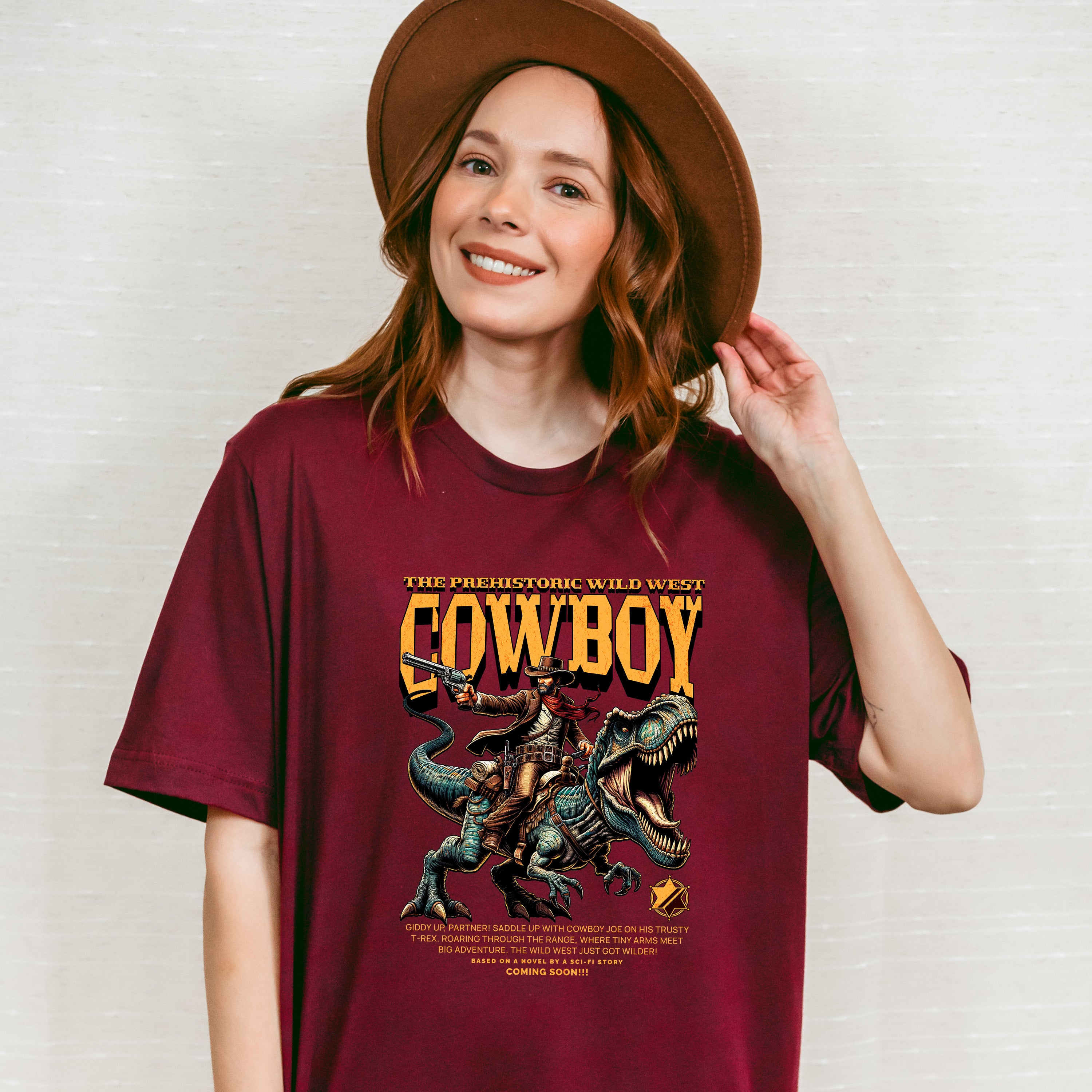 The Prehistoric Wild West Cowboy Design - Rodeo Unisex Crewneck T-Shirt Sweatshirt Hoodie