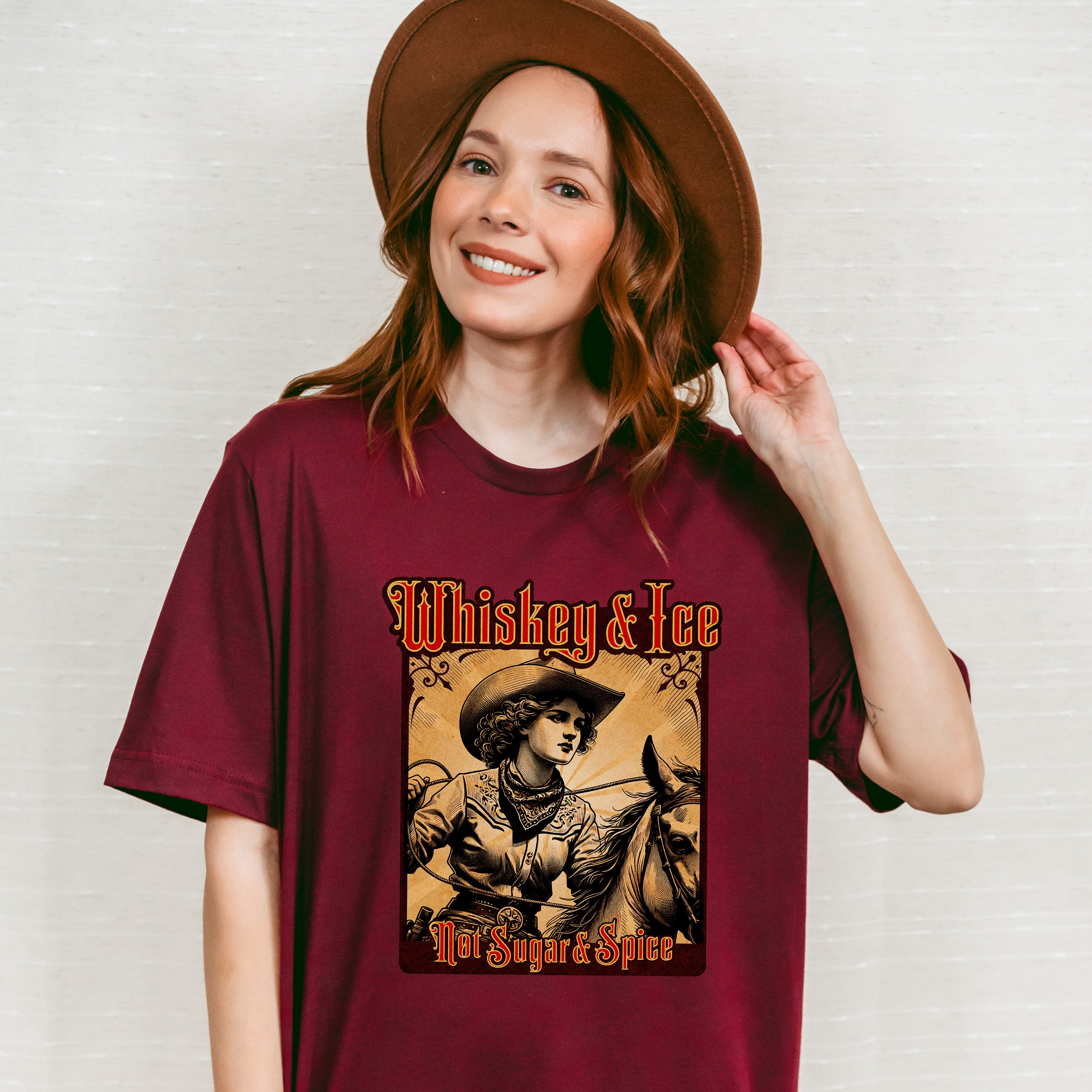Whiskey Ice Not Sugar Spice Design - Rodeo Unisex Crewneck T-Shirt Sweatshirt Hoodie