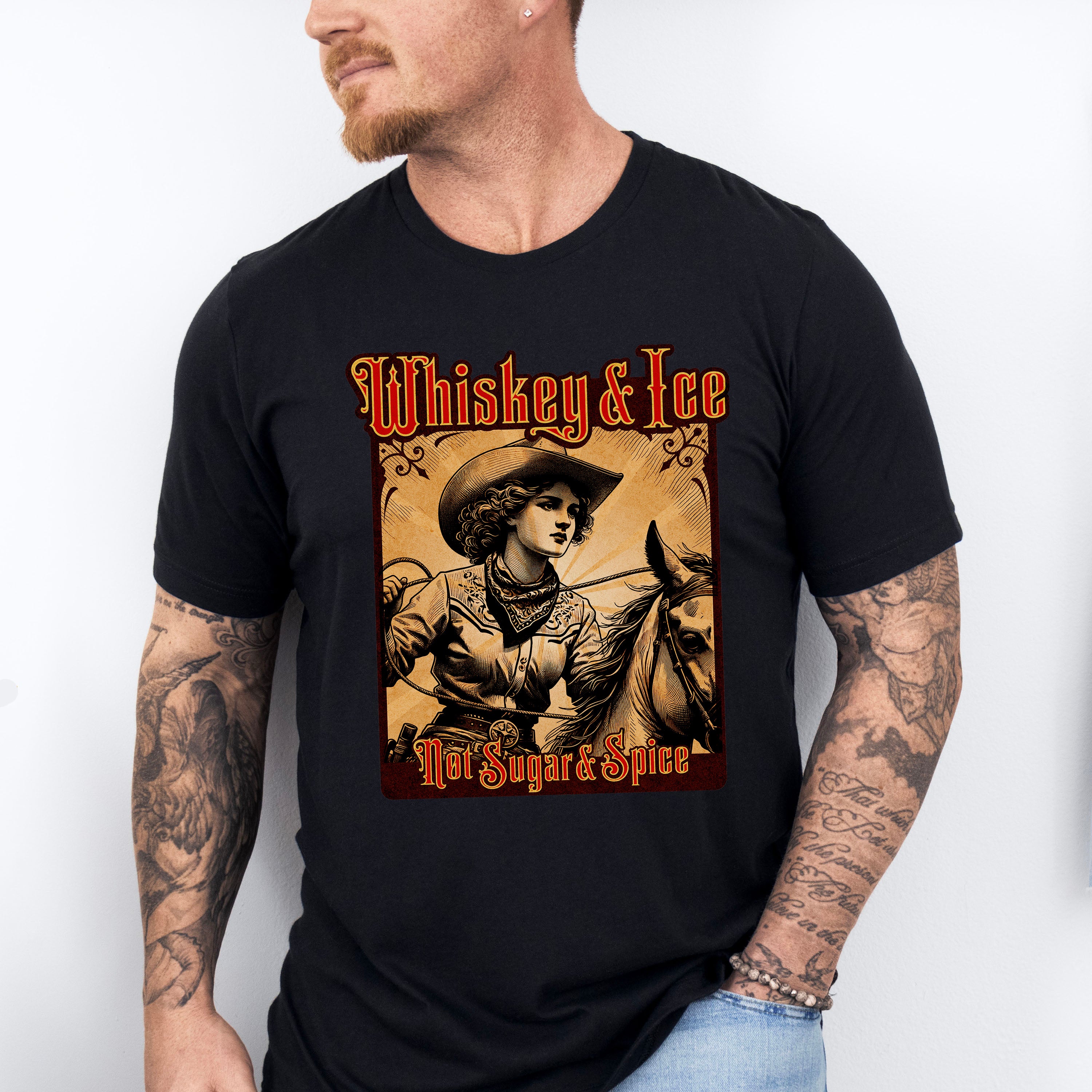 Whiskey Ice Not Sugar Spice Design - Rodeo Unisex Crewneck T-Shirt Sweatshirt Hoodie