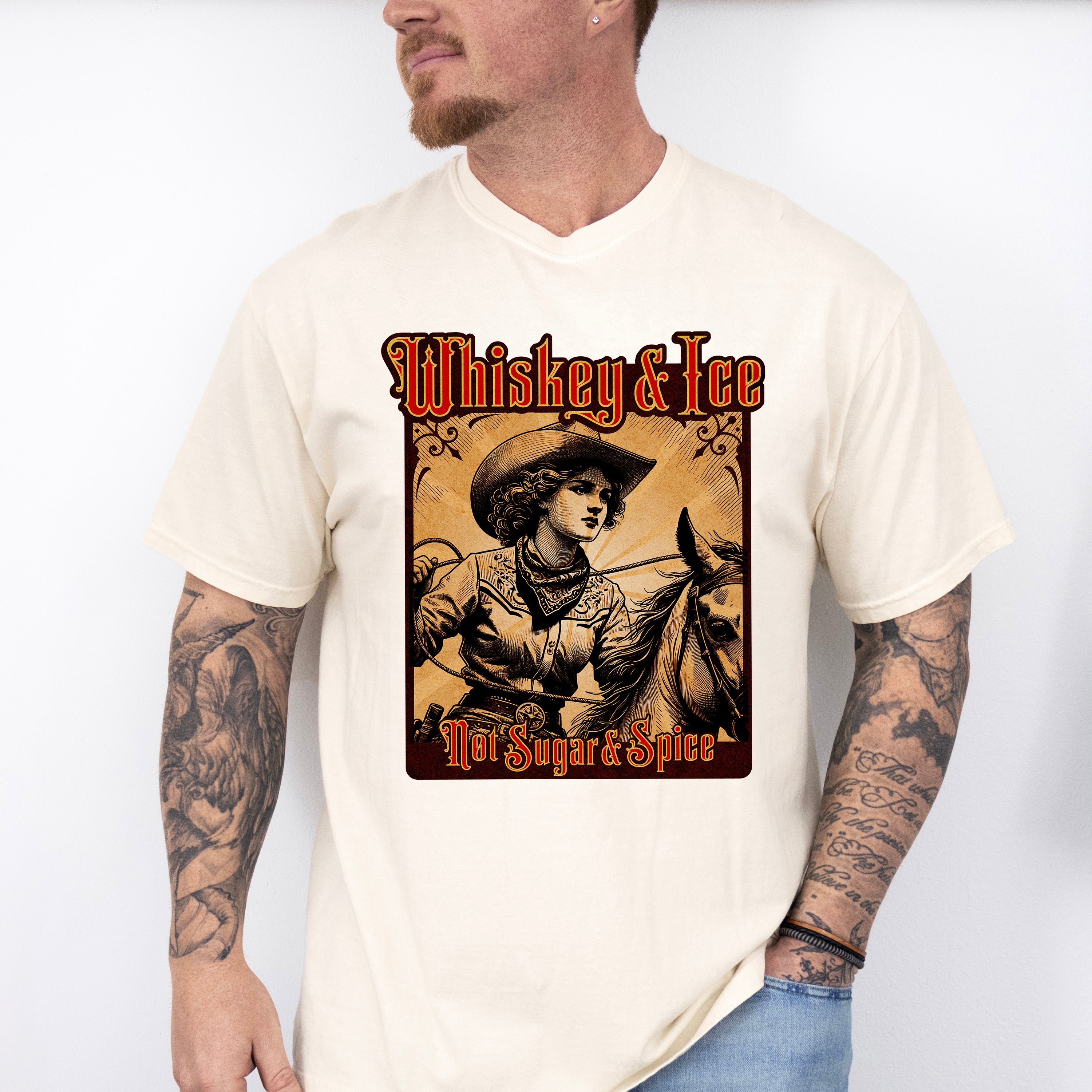 Whiskey Ice Not Sugar Spice Design - Rodeo Unisex Crewneck T-Shirt Sweatshirt Hoodie
