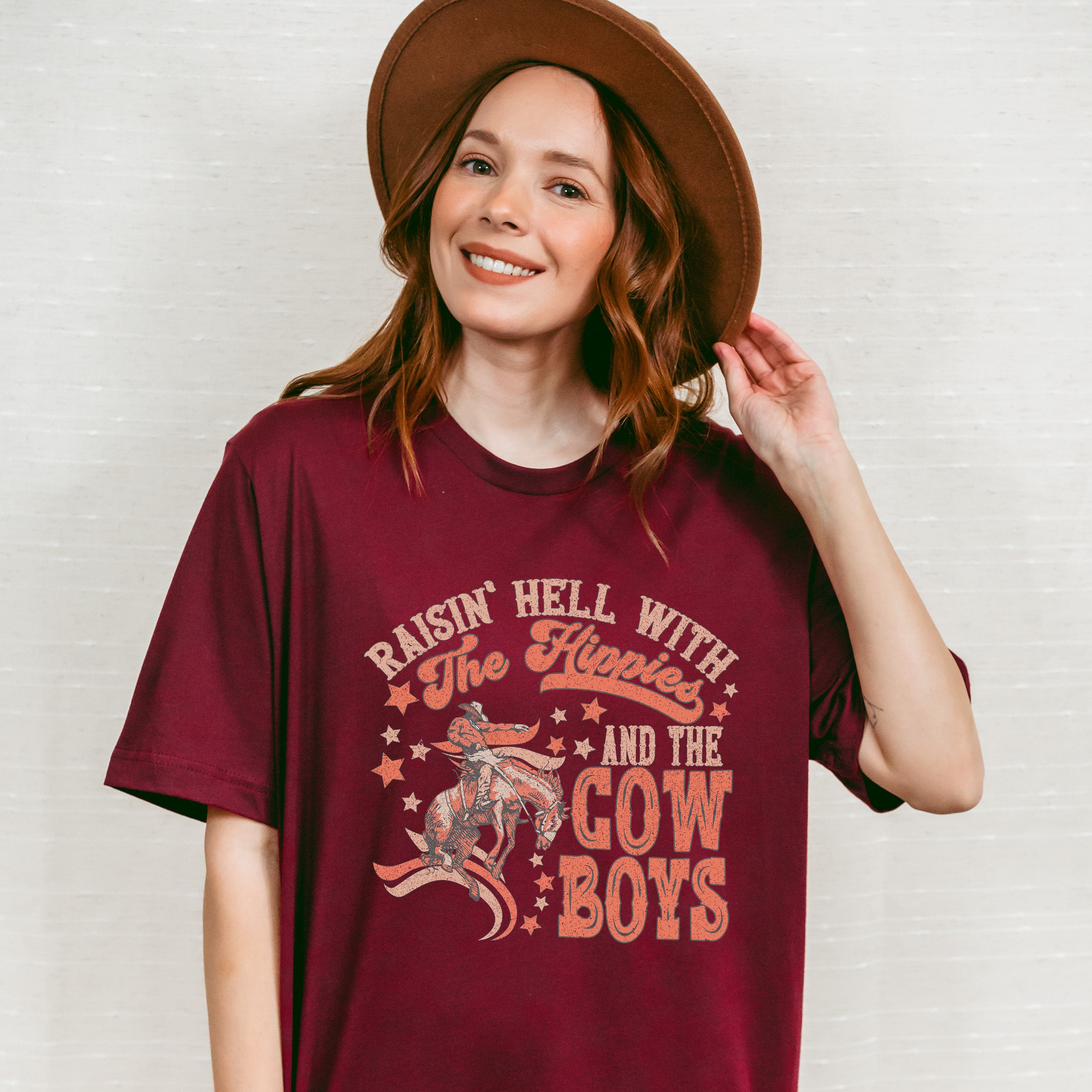 The Hippies And The Cowboys Design - Western Unisex Crewneck T-Shirt Sweatshirt Hoodie