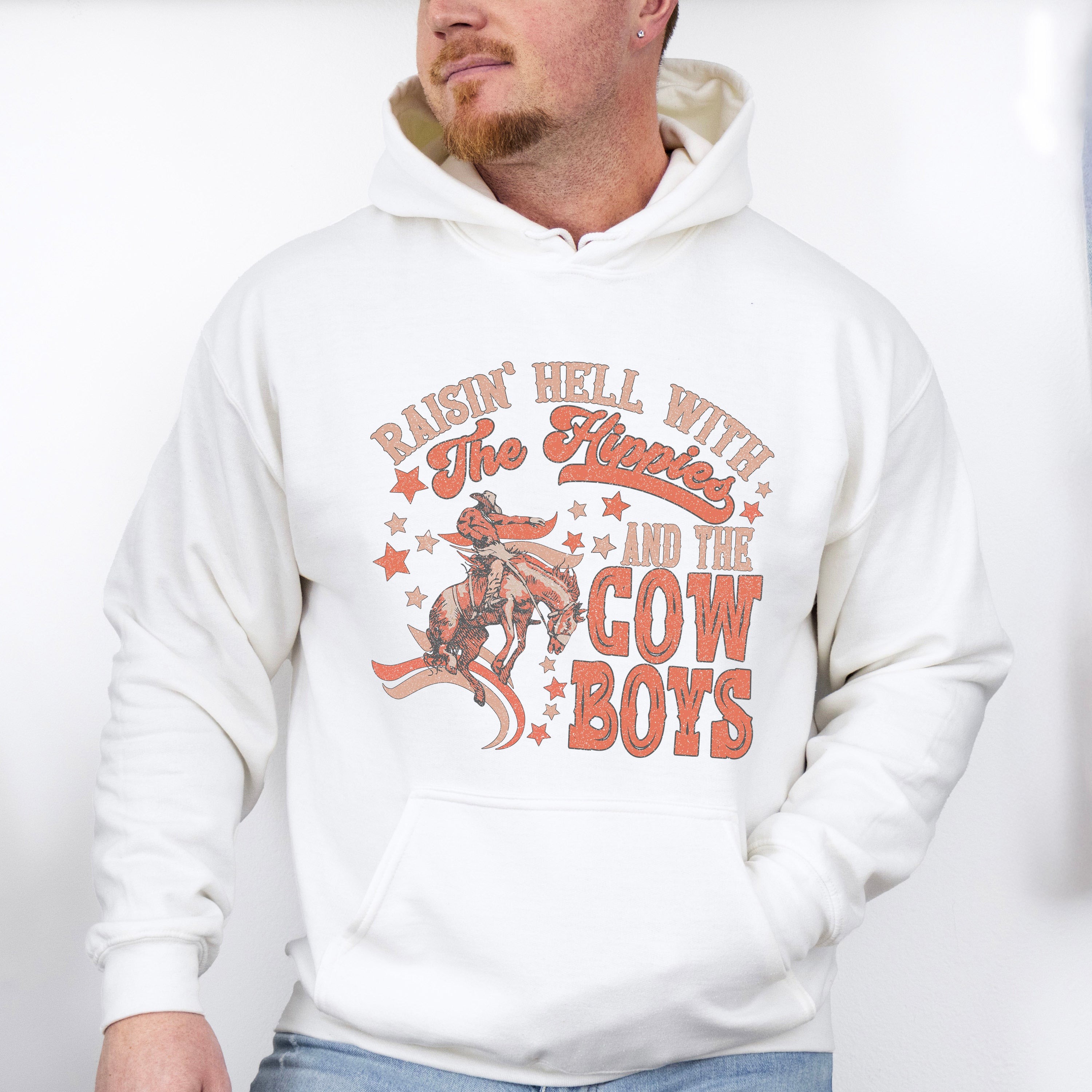 The Hippies And The Cowboys Design - Western Unisex Crewneck T-Shirt Sweatshirt Hoodie