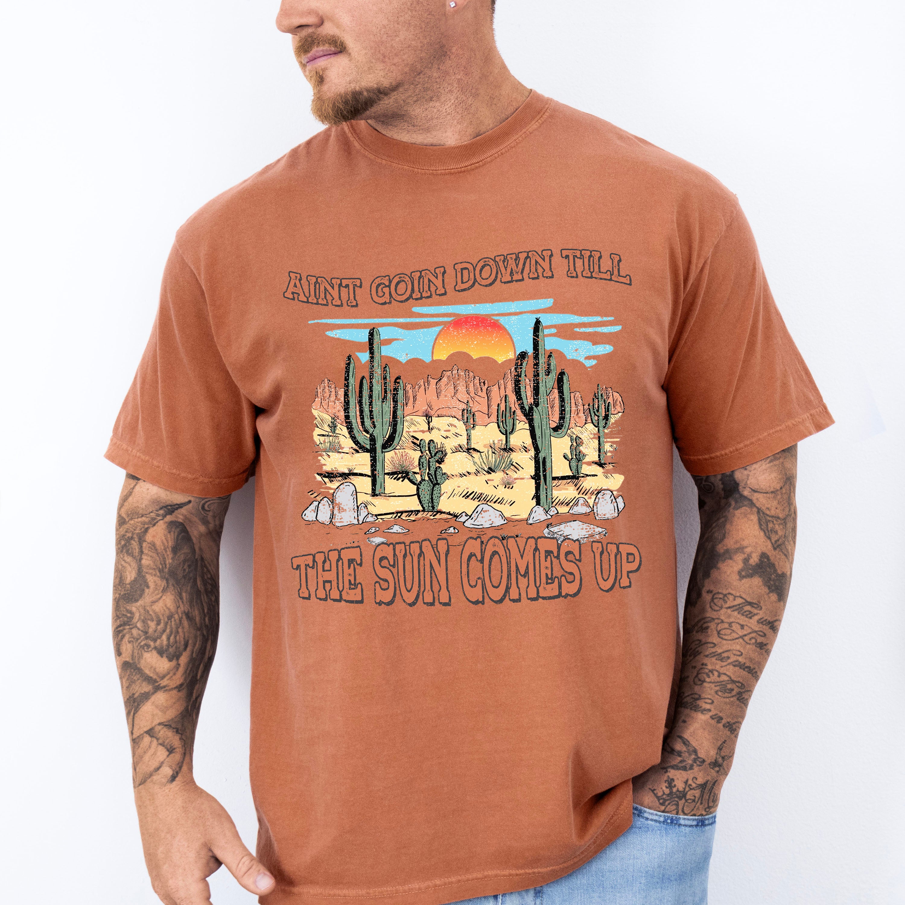 Aint Goin Down Till The Sun Comes Up Design - Western Unisex Crewneck T-Shirt Sweatshirt Hoodie