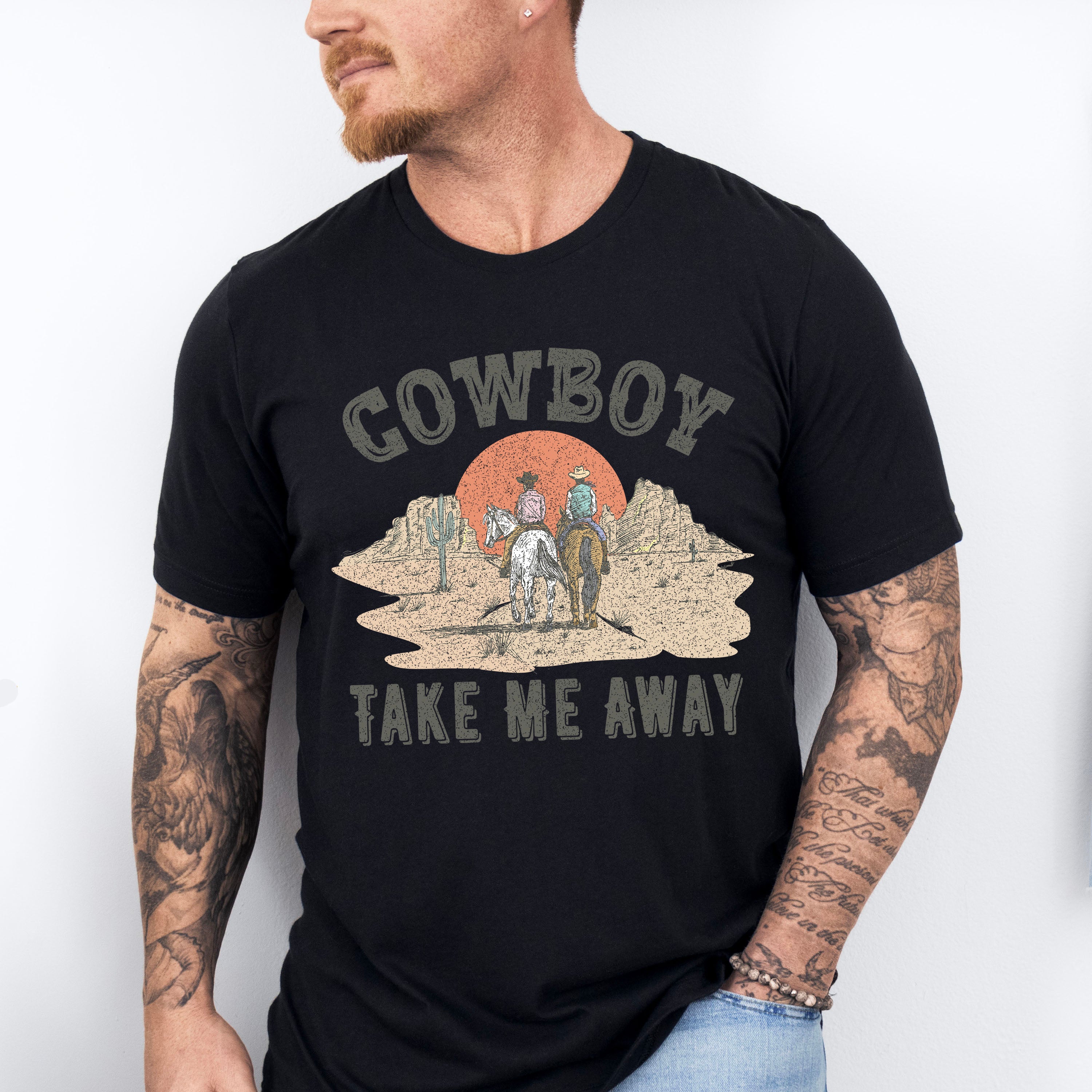 Cowboy Take Me Away Design - Western Unisex Crewneck T-Shirt Sweatshirt Hoodie