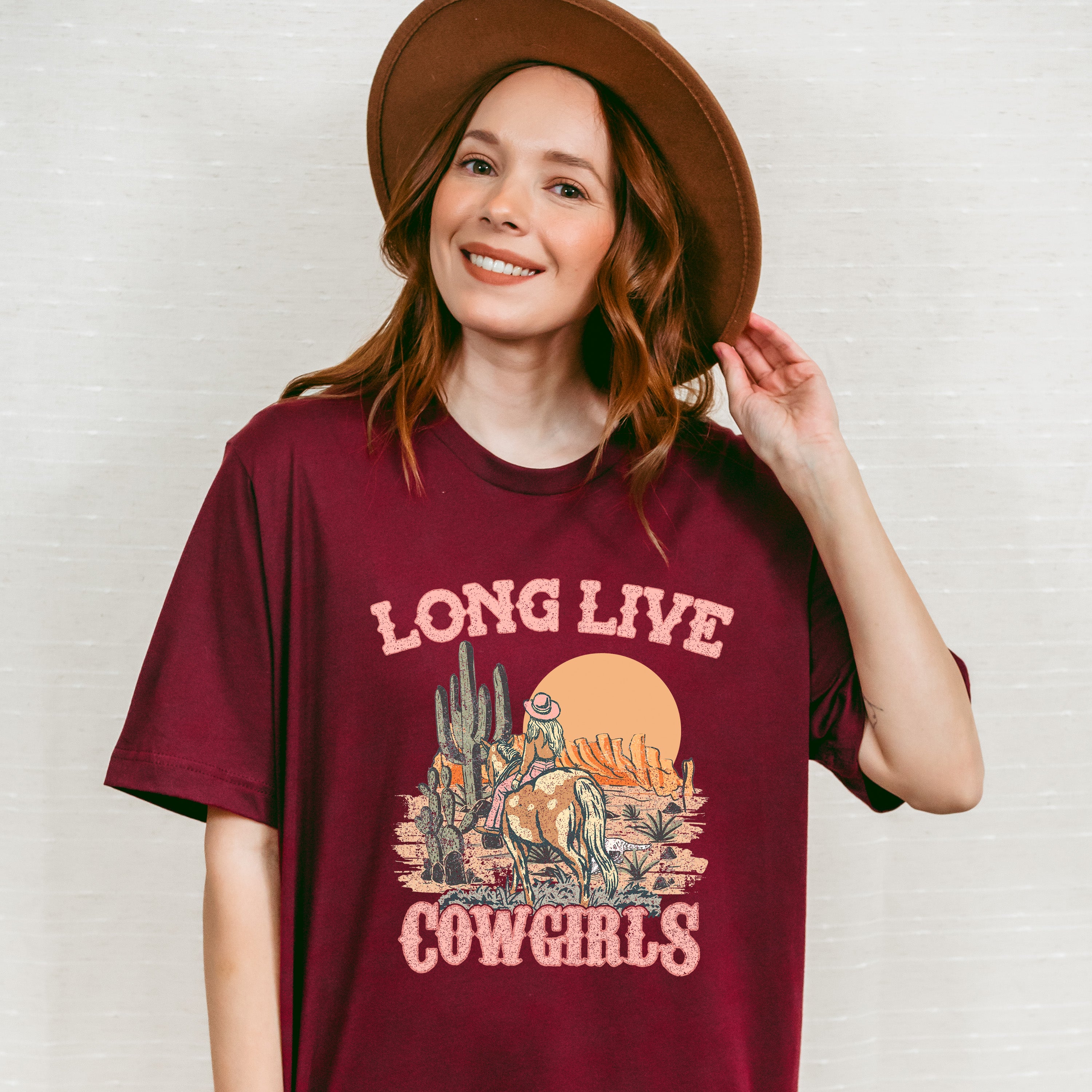 Long Live Cowgirls Design - Western Unisex Crewneck T-Shirt Sweatshirt Hoodie