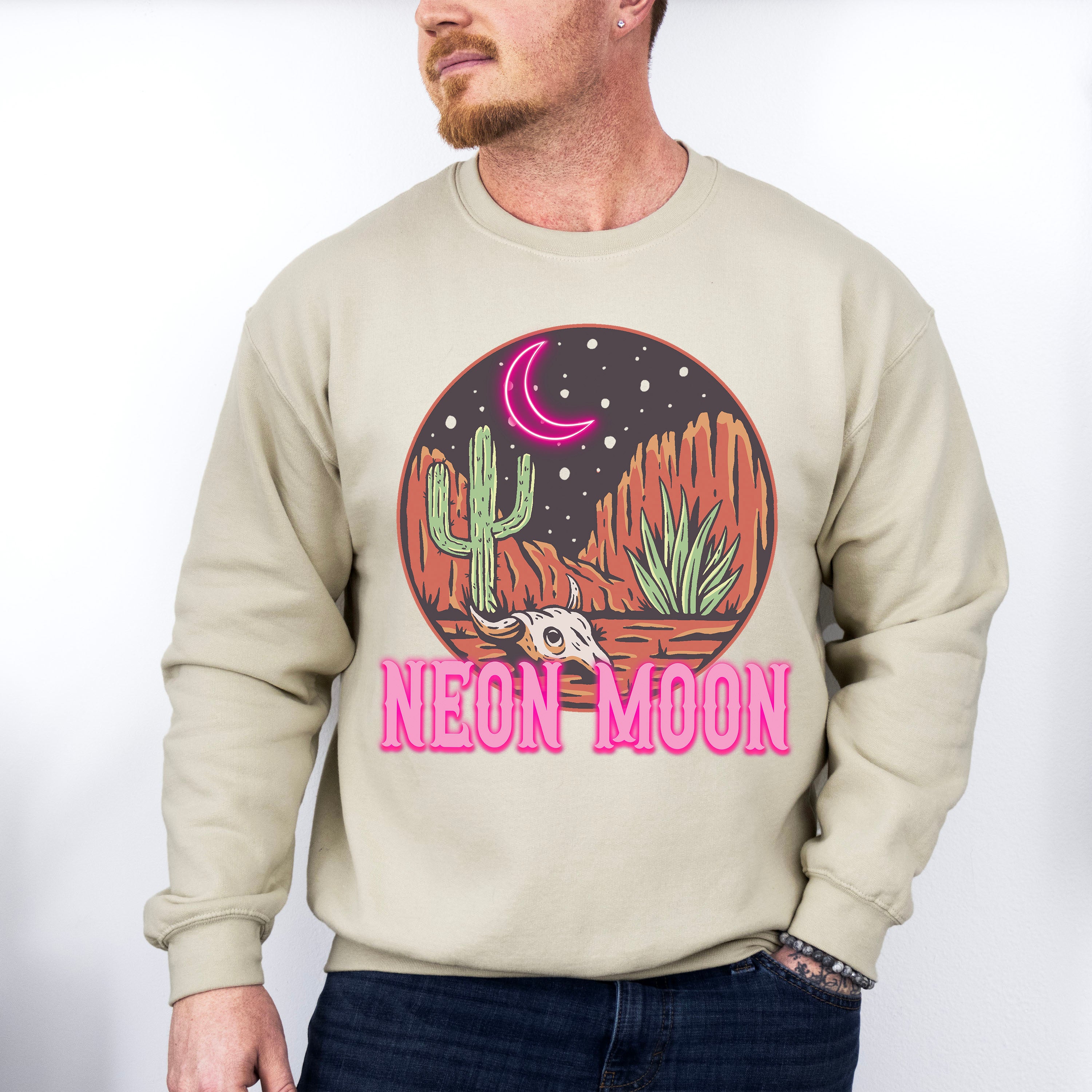 Neon Moon Western Design - Western Unisex Crewneck T-Shirt Sweatshirt Hoodie
