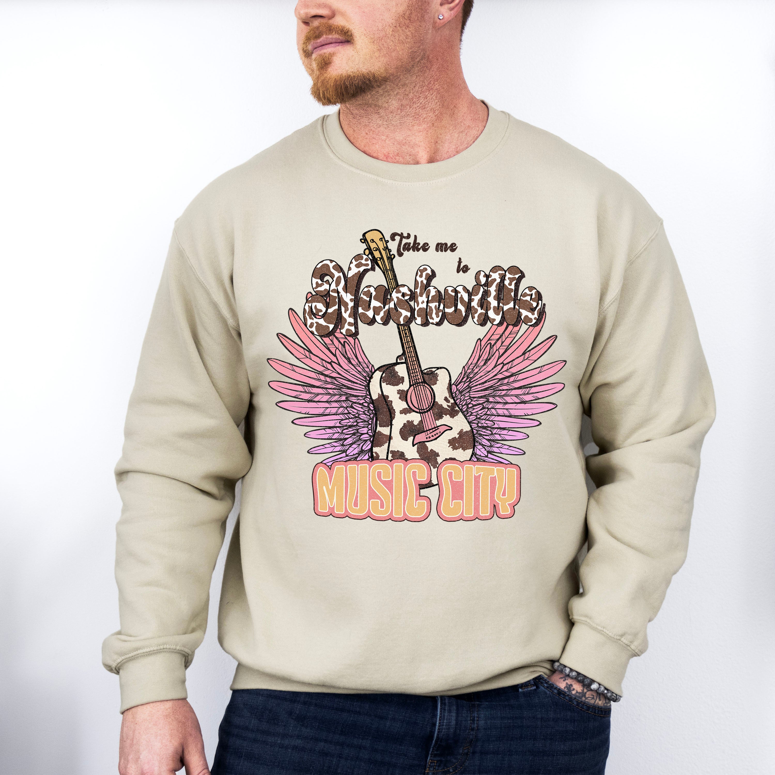 Take Me Nashville Music City Design - Western Unisex Crewneck T-Shirt Sweatshirt Hoodie