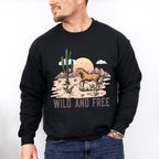 Wild And Free Design - Western Unisex Crewneck T-Shirt Sweatshirt Hoodie
