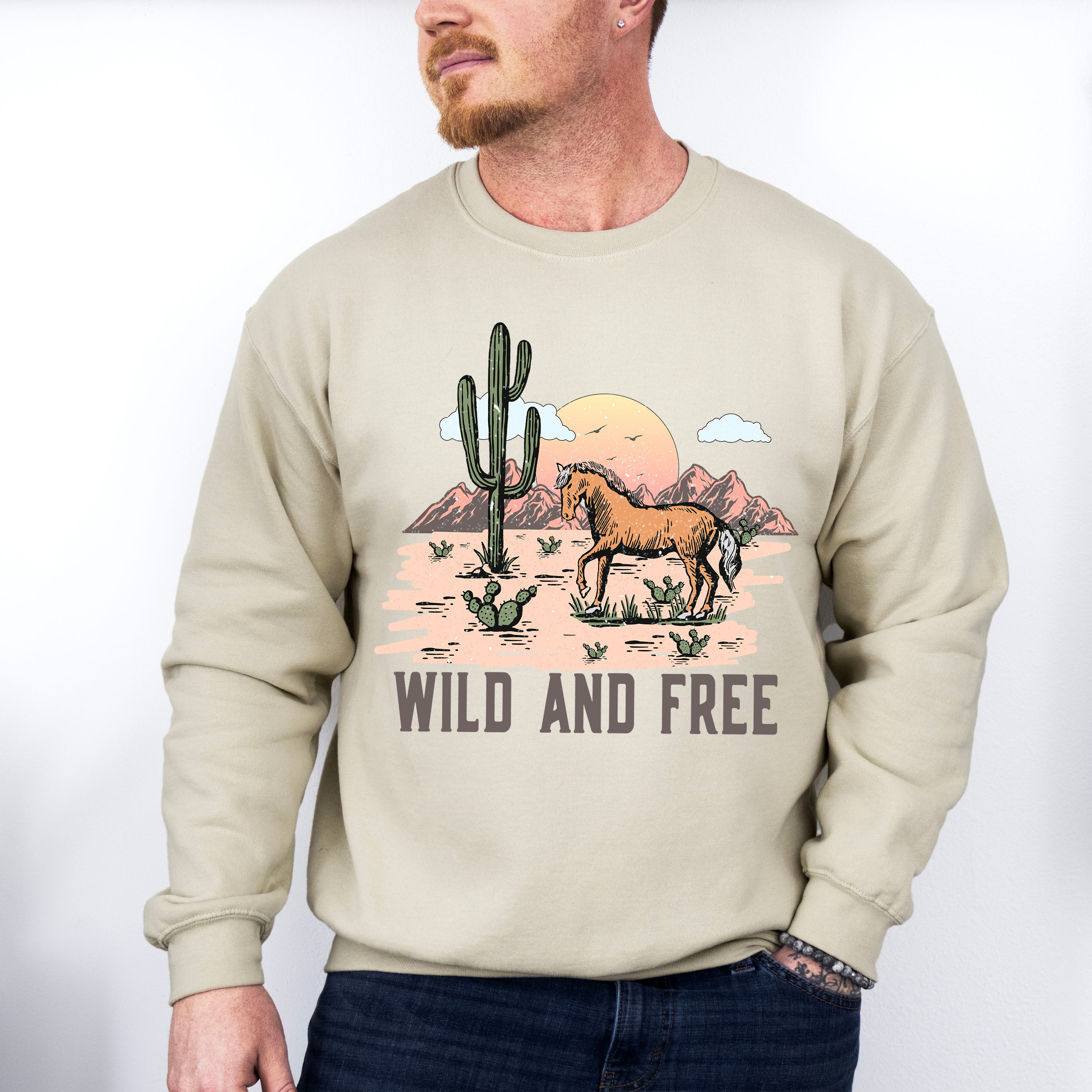 Wild And Free Design - Western Unisex Crewneck T-Shirt Sweatshirt Hoodie