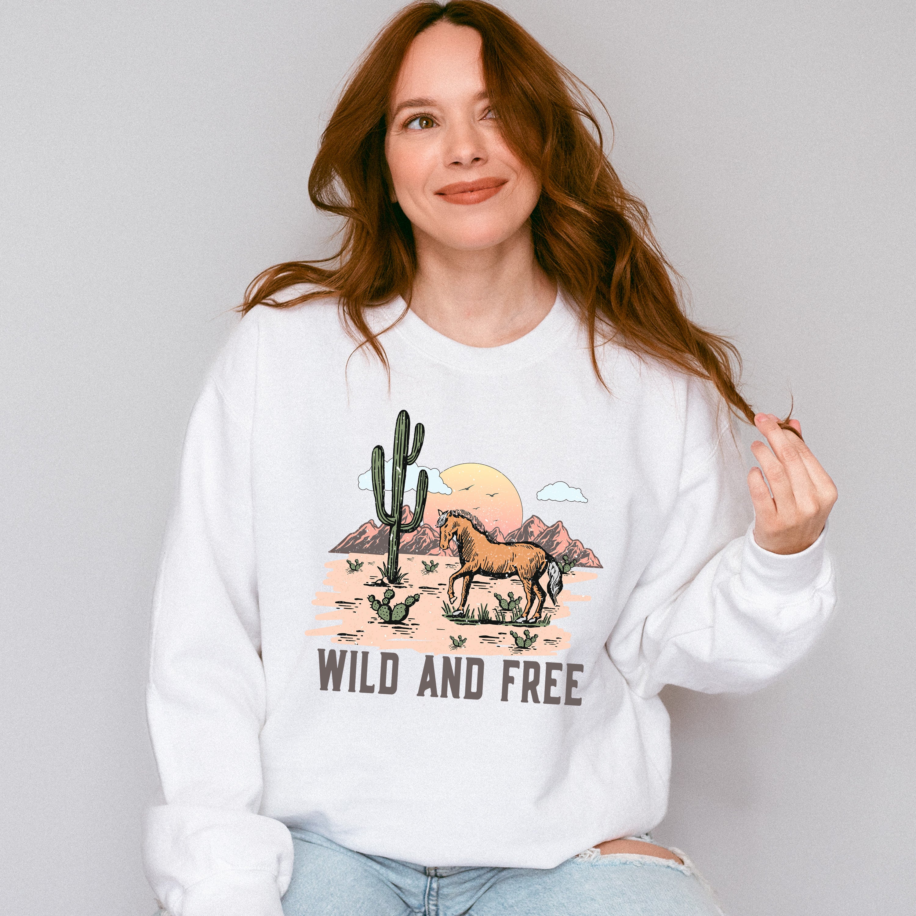 Wild And Free Design - Western Unisex Crewneck T-Shirt Sweatshirt Hoodie