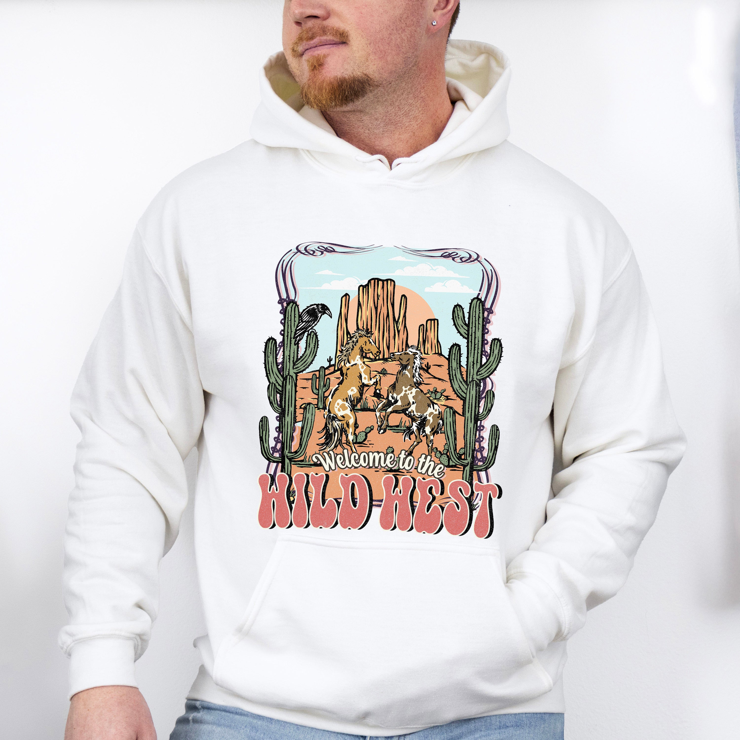 Welcome Wild West Design - Western Unisex Crewneck T-Shirt Sweatshirt Hoodie
