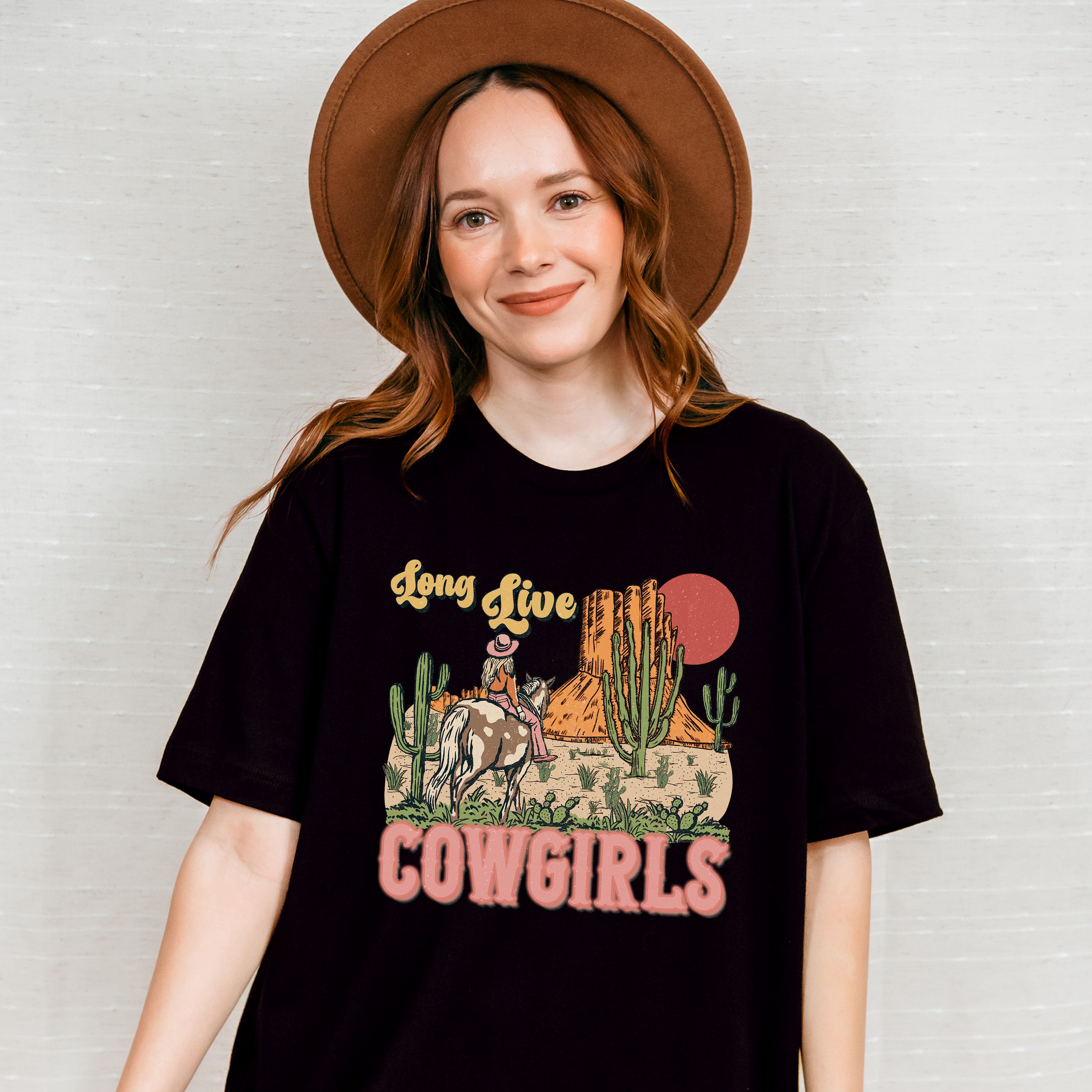 Long Live Cowgirls Cactus Design - Western Unisex Crewneck T-Shirt Sweatshirt Hoodie