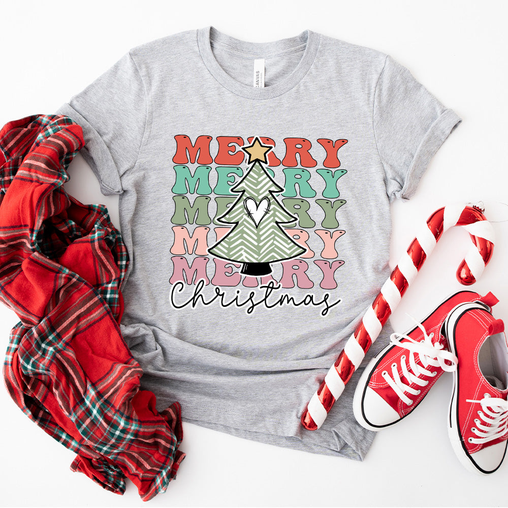 Merry Christmas Tree Heart - Christmas Unisex Crewneck T-Shirt Sweatshirt Hoodie