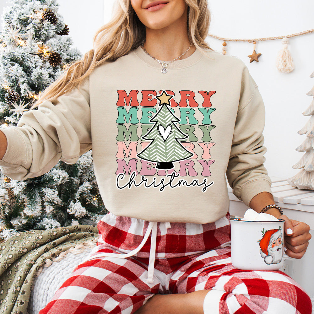 Merry Christmas Tree Heart - Christmas Unisex Crewneck T-Shirt Sweatshirt Hoodie