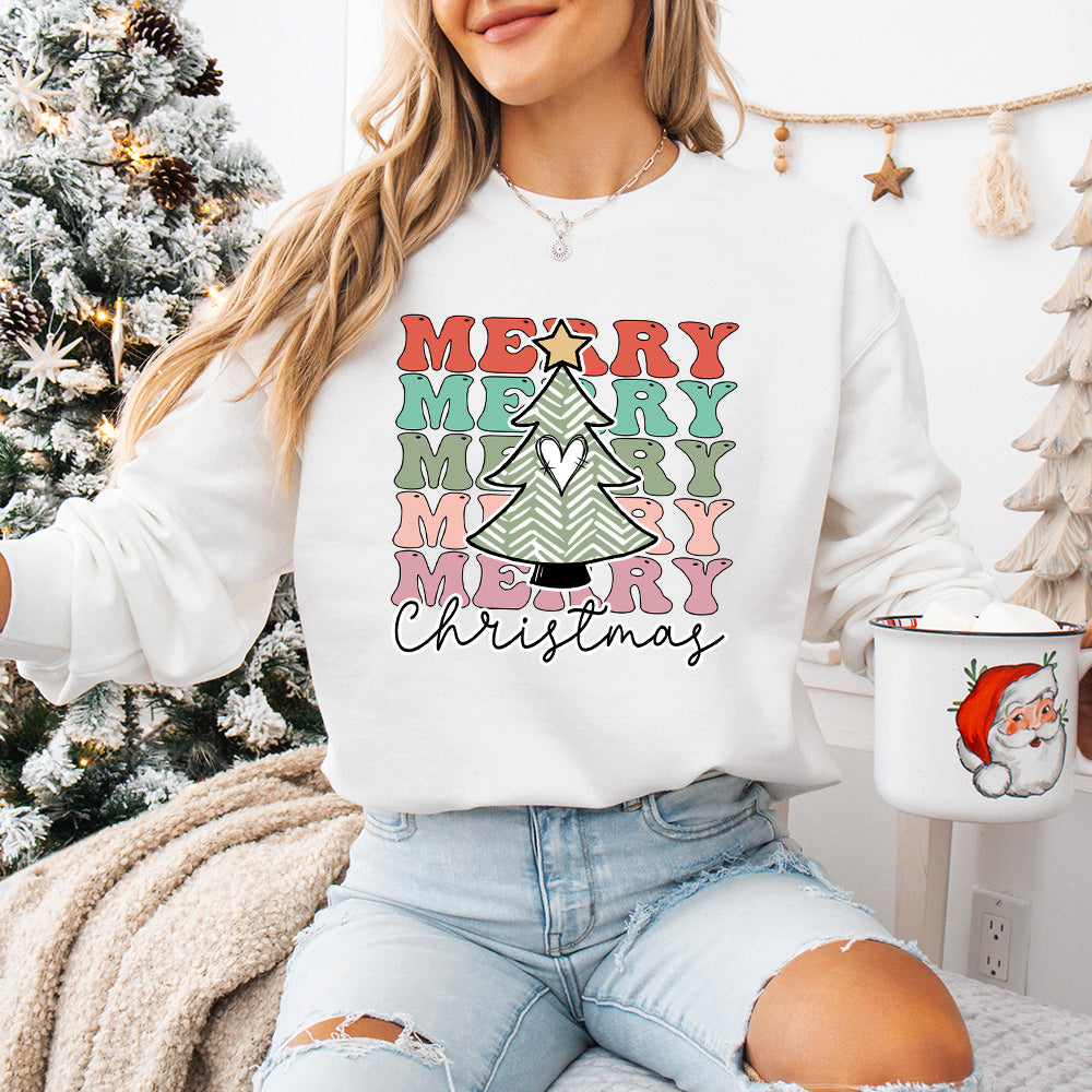 Merry Christmas Tree Heart - Christmas Unisex Crewneck T-Shirt Sweatshirt Hoodie