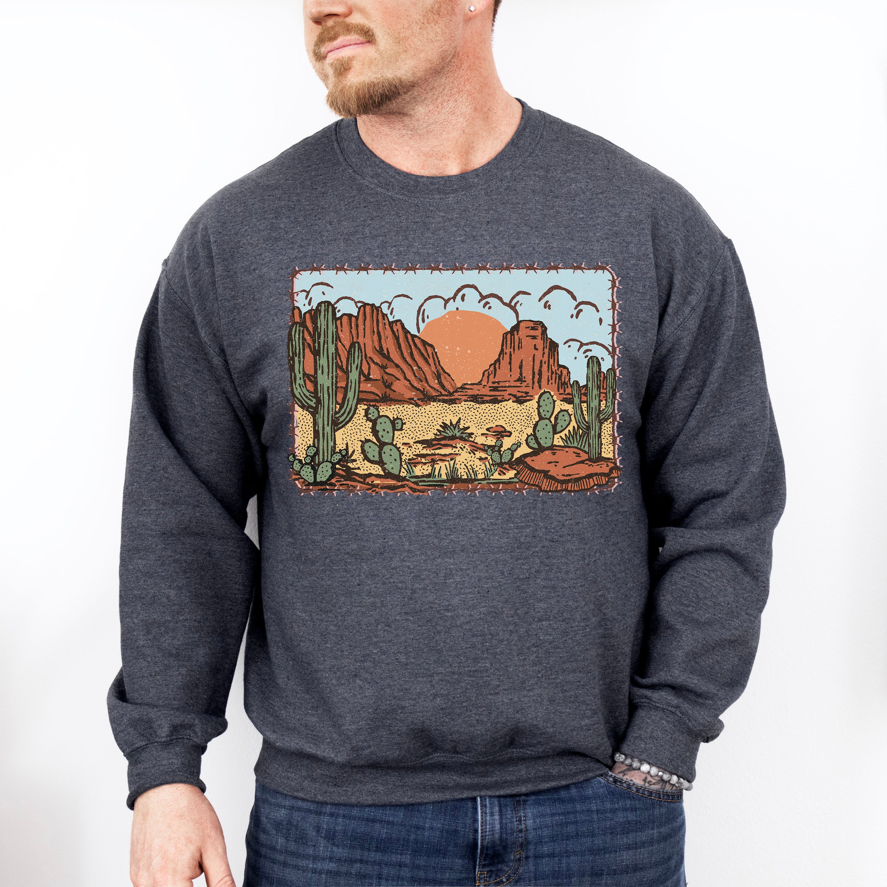 Suns Cactus Design - Western Unisex Crewneck T-Shirt Sweatshirt Hoodie