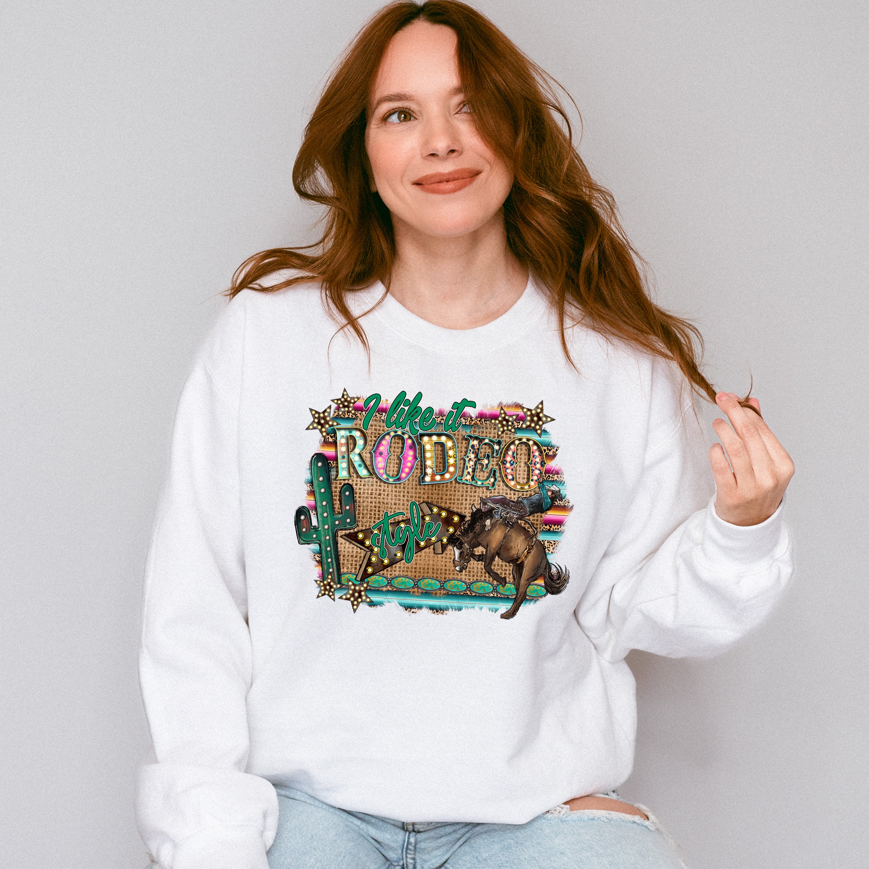 I Like It Rodeo Style Design - Western Unisex Crewneck T-Shirt Sweatshirt Hoodie