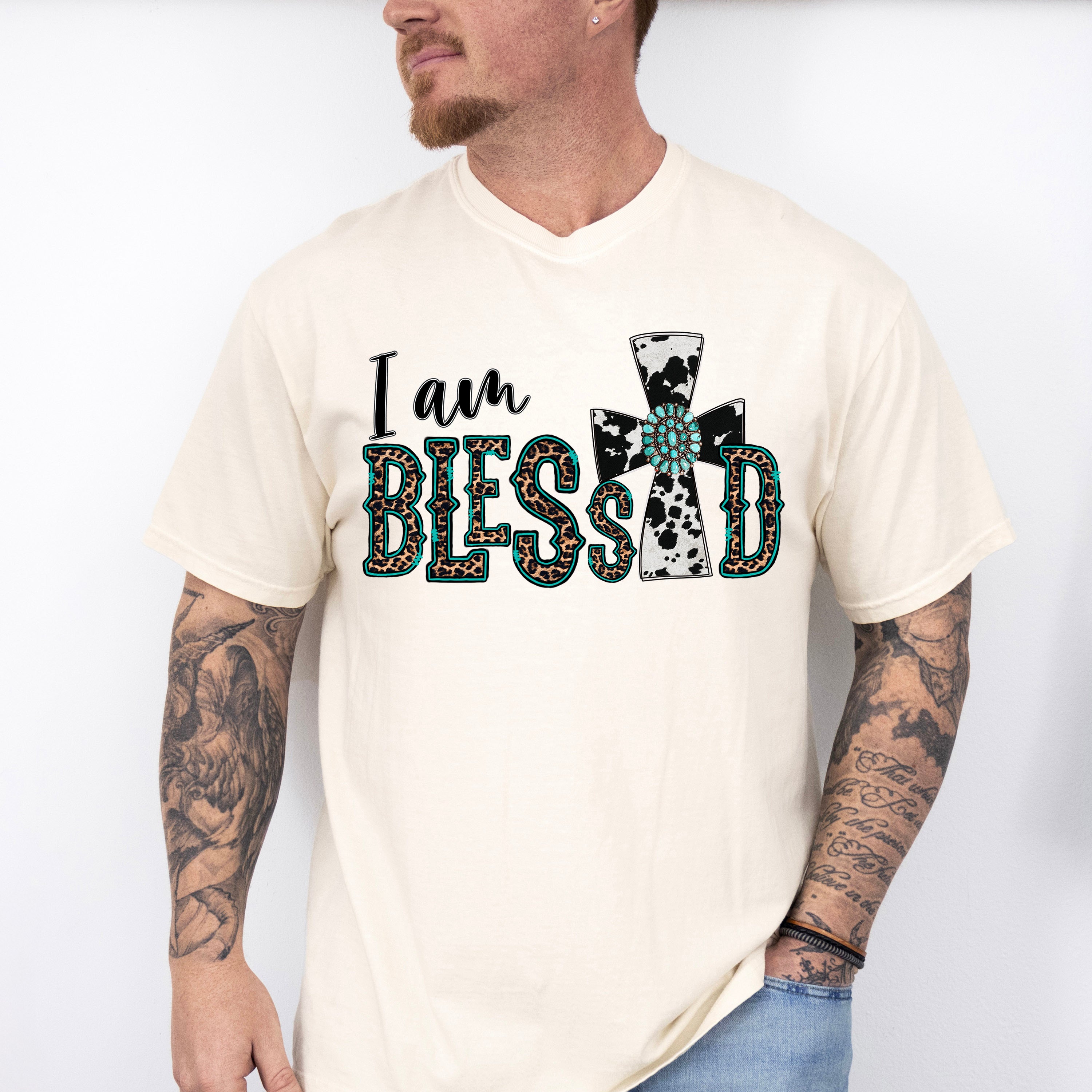 I am Blessed Cross Design - Western Unisex Crewneck T-Shirt Sweatshirt Hoodie