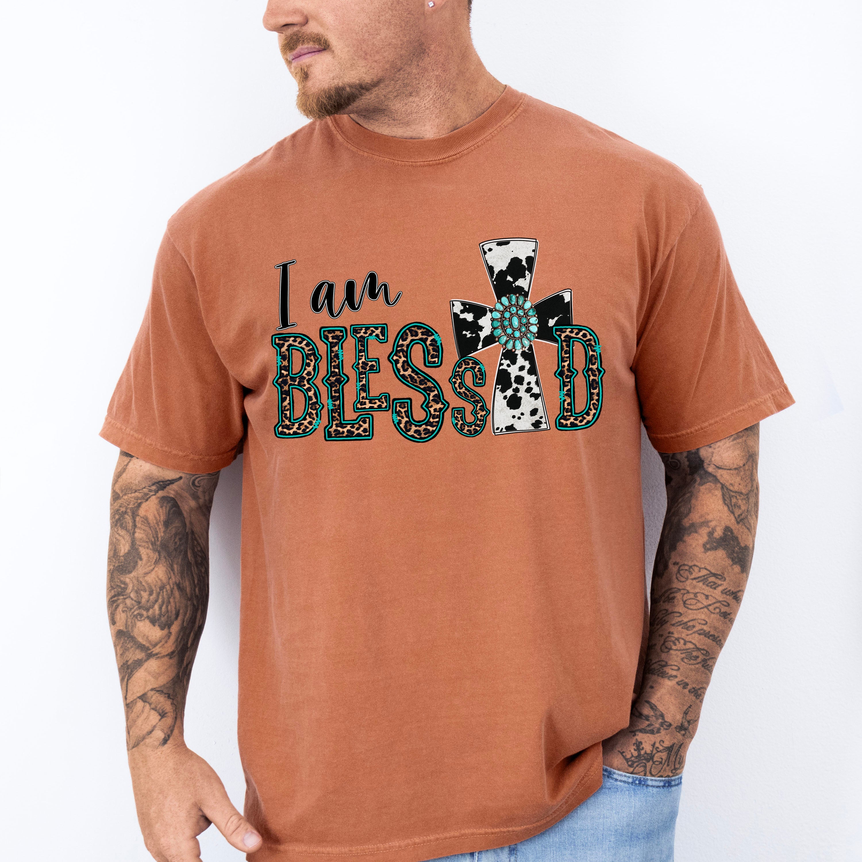 I am Blessed Cross Design - Western Unisex Crewneck T-Shirt Sweatshirt Hoodie