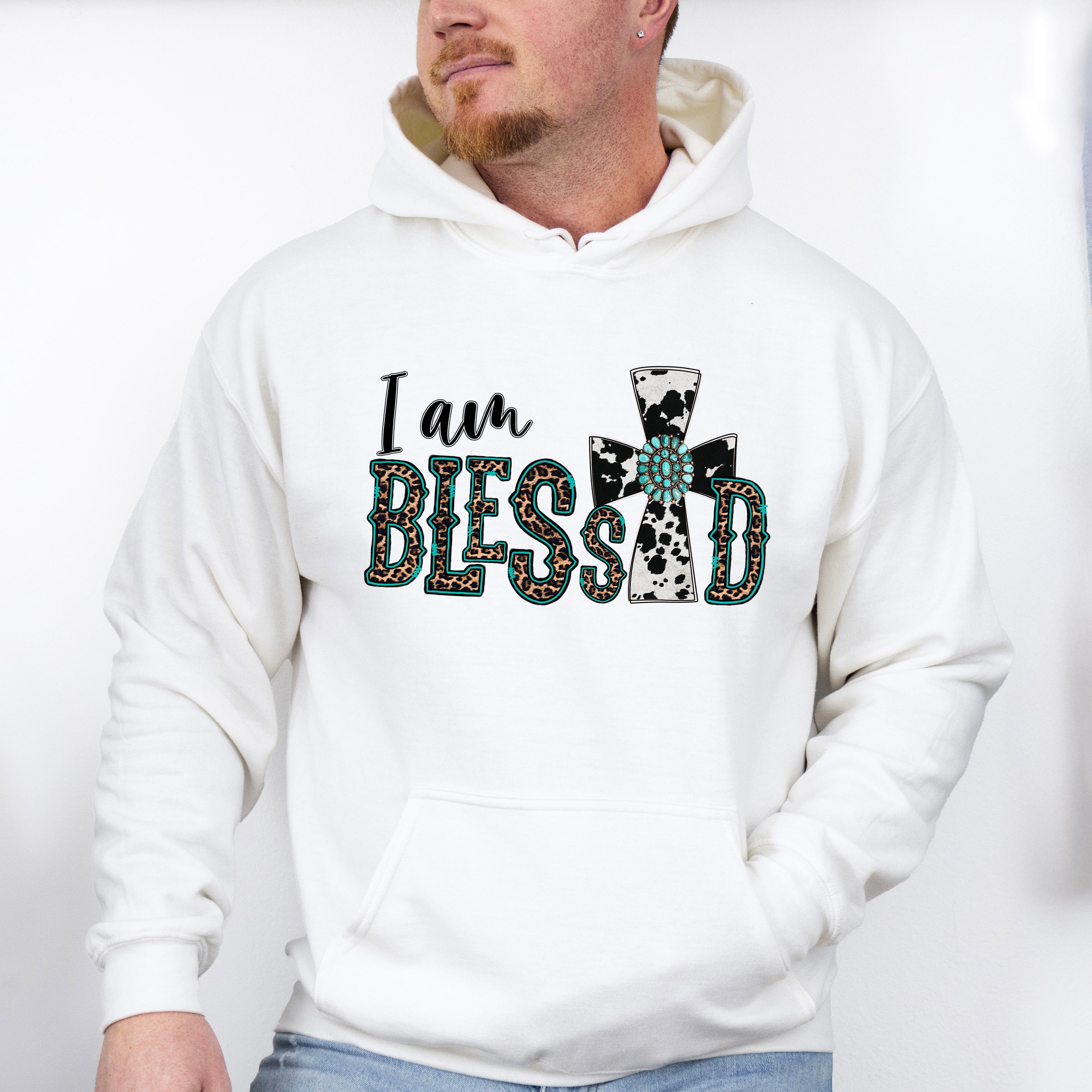 I am Blessed Cross Design - Western Unisex Crewneck T-Shirt Sweatshirt Hoodie