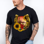 Flowers Horseshoe Design - Western Unisex Crewneck T-Shirt Sweatshirt Hoodie