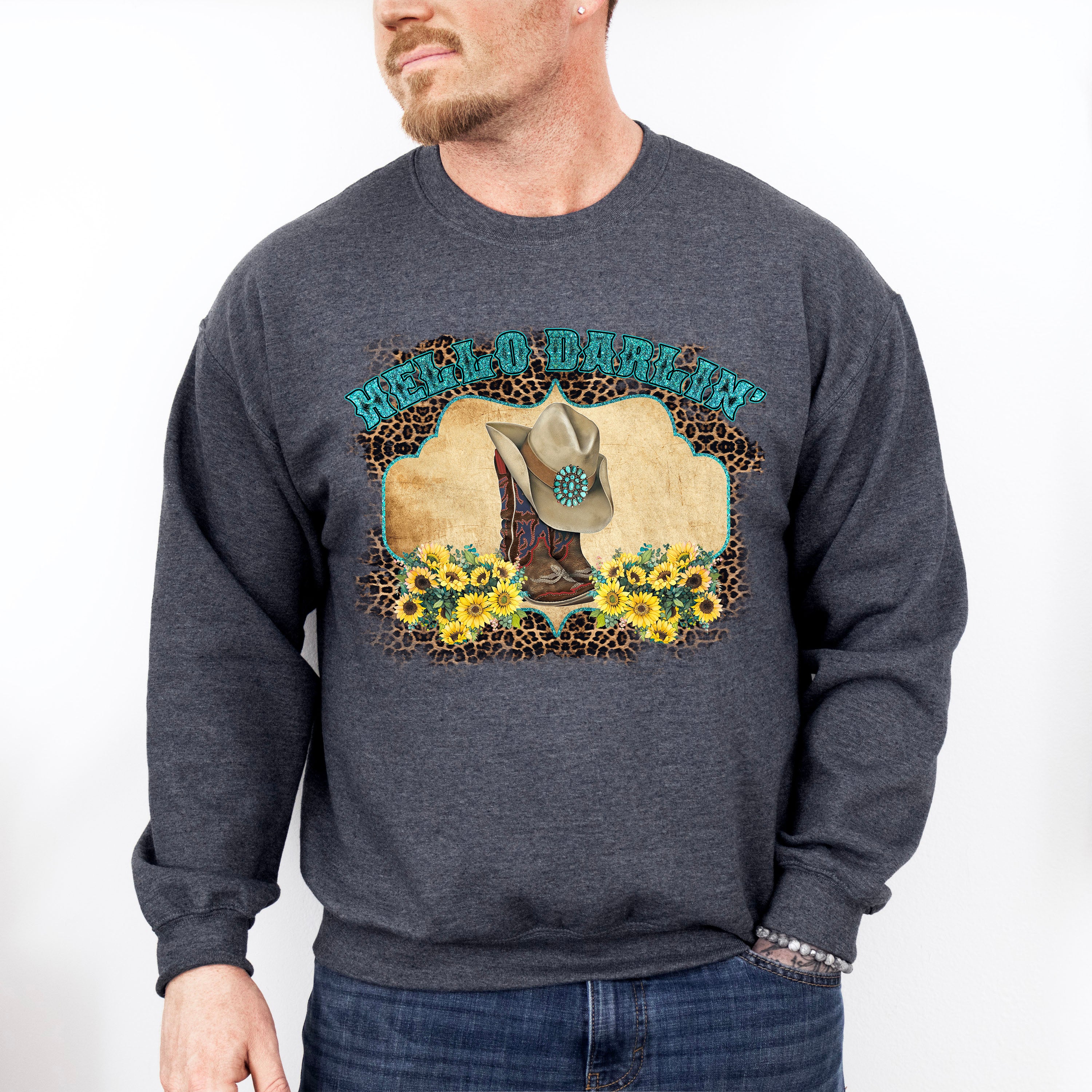 Hello Darlin Design - Western Unisex Crewneck T-Shirt Sweatshirt Hoodie