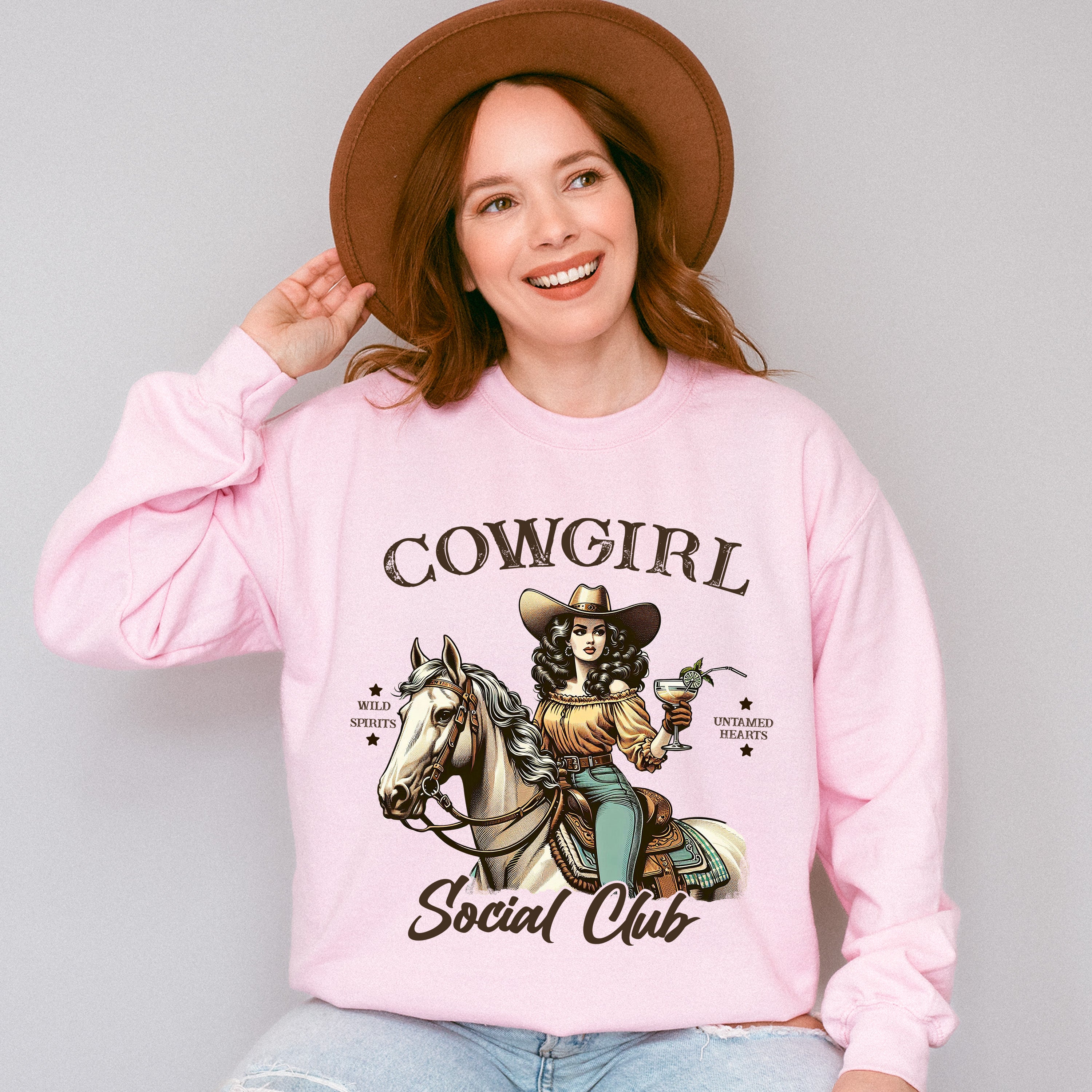 Cowgirl Social Club Design - Cowgirl Unisex Crewneck T-Shirt Sweatshirt Hoodie