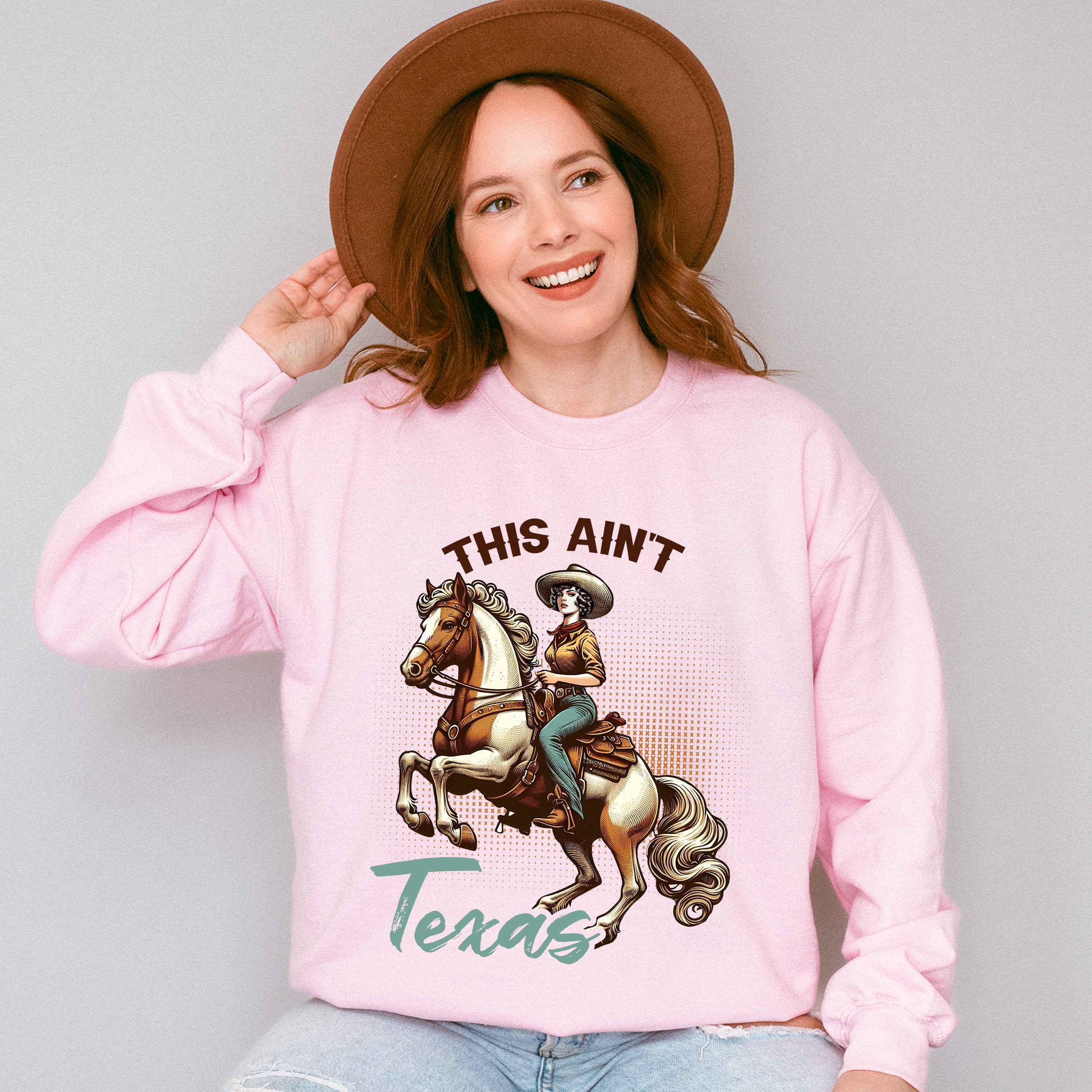 This Aint Texas Design - Cowgirl Unisex Crewneck T-Shirt Sweatshirt Hoodie