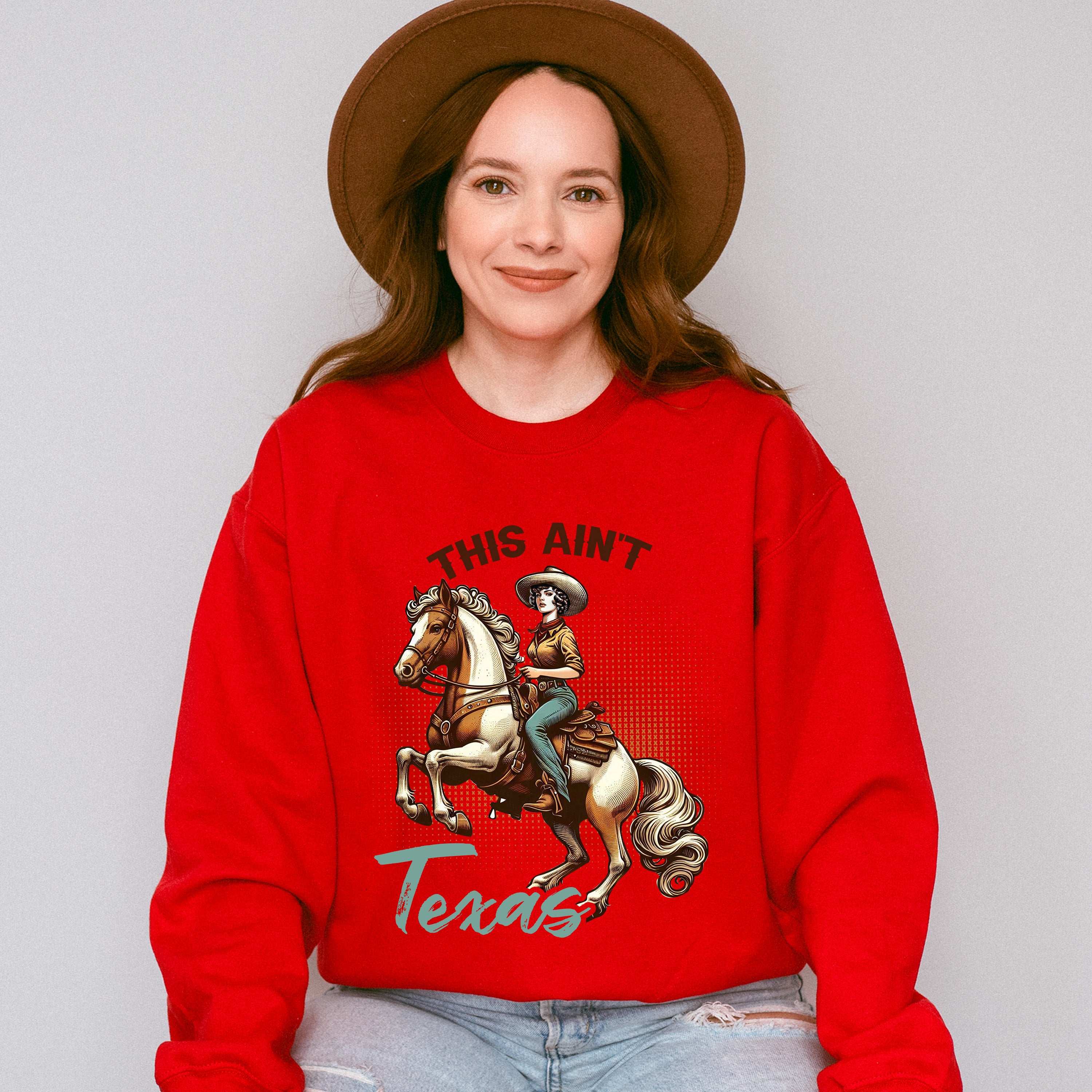 This Aint Texas Design - Cowgirl Unisex Crewneck T-Shirt Sweatshirt Hoodie