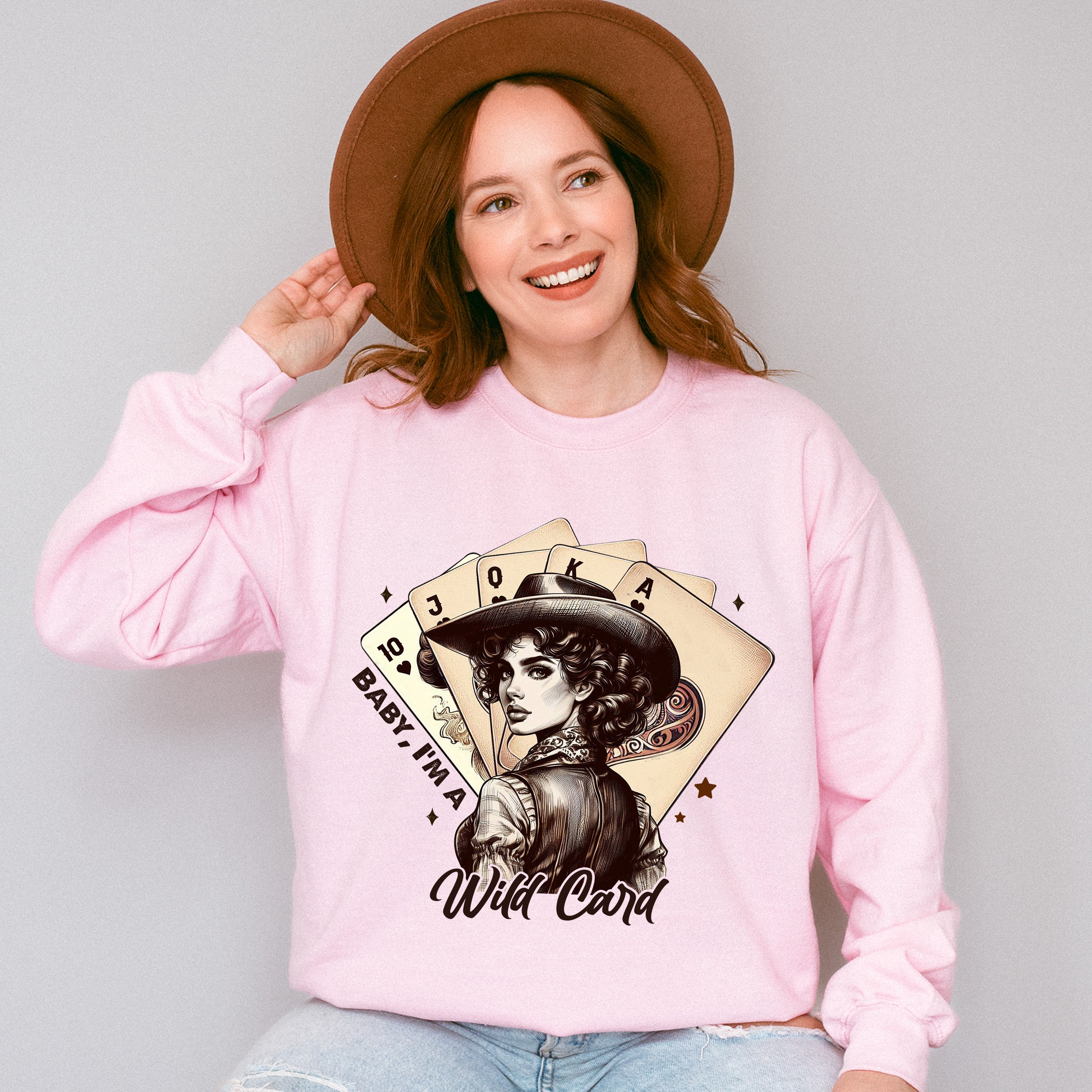 Baby I'm Wild Card Design - Cowgirl Unisex Crewneck T-Shirt Sweatshirt Hoodie
