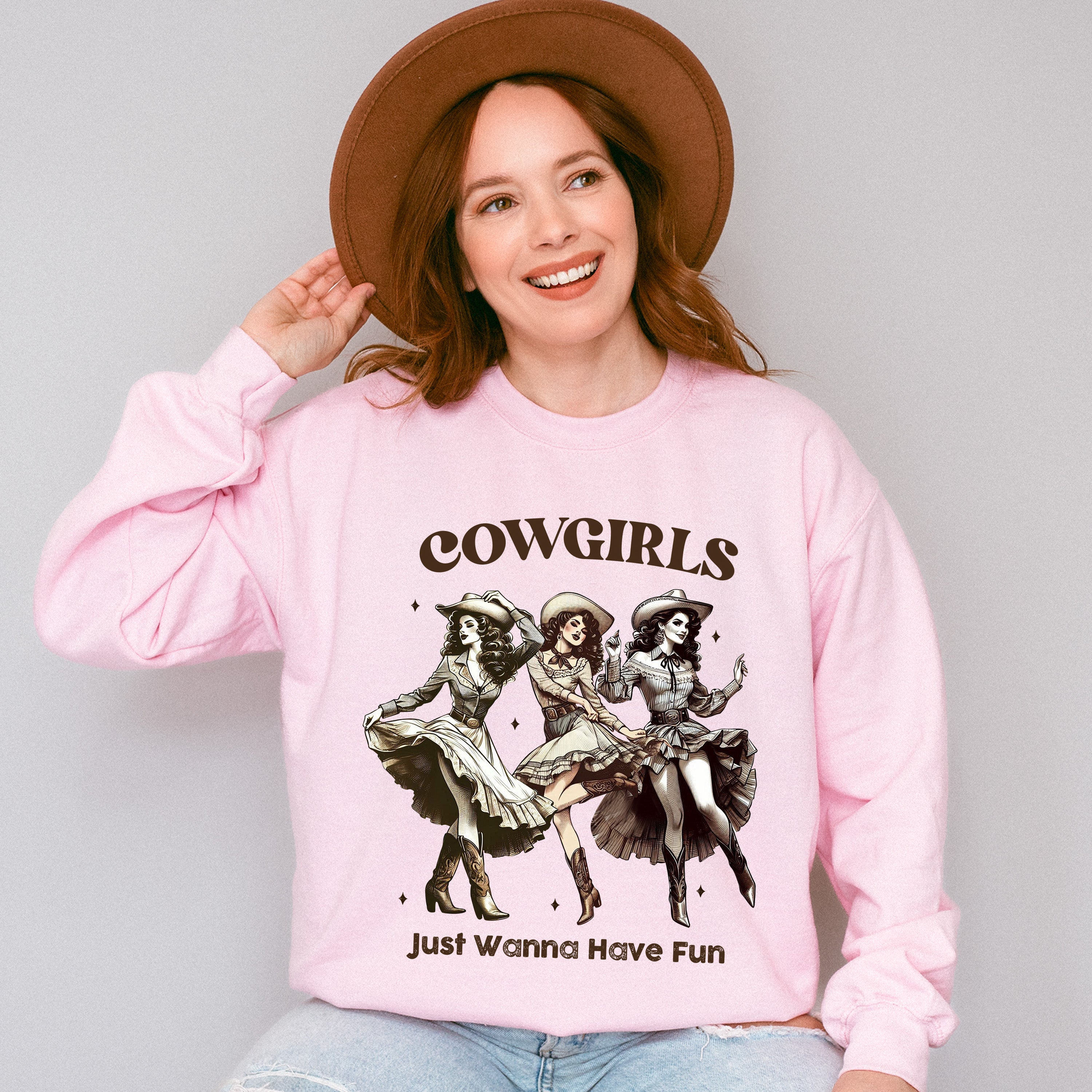 Cowgirls Just Wanna Have Fun Design - Cowgirl Unisex Crewneck T-Shirt Sweatshirt Hoodie