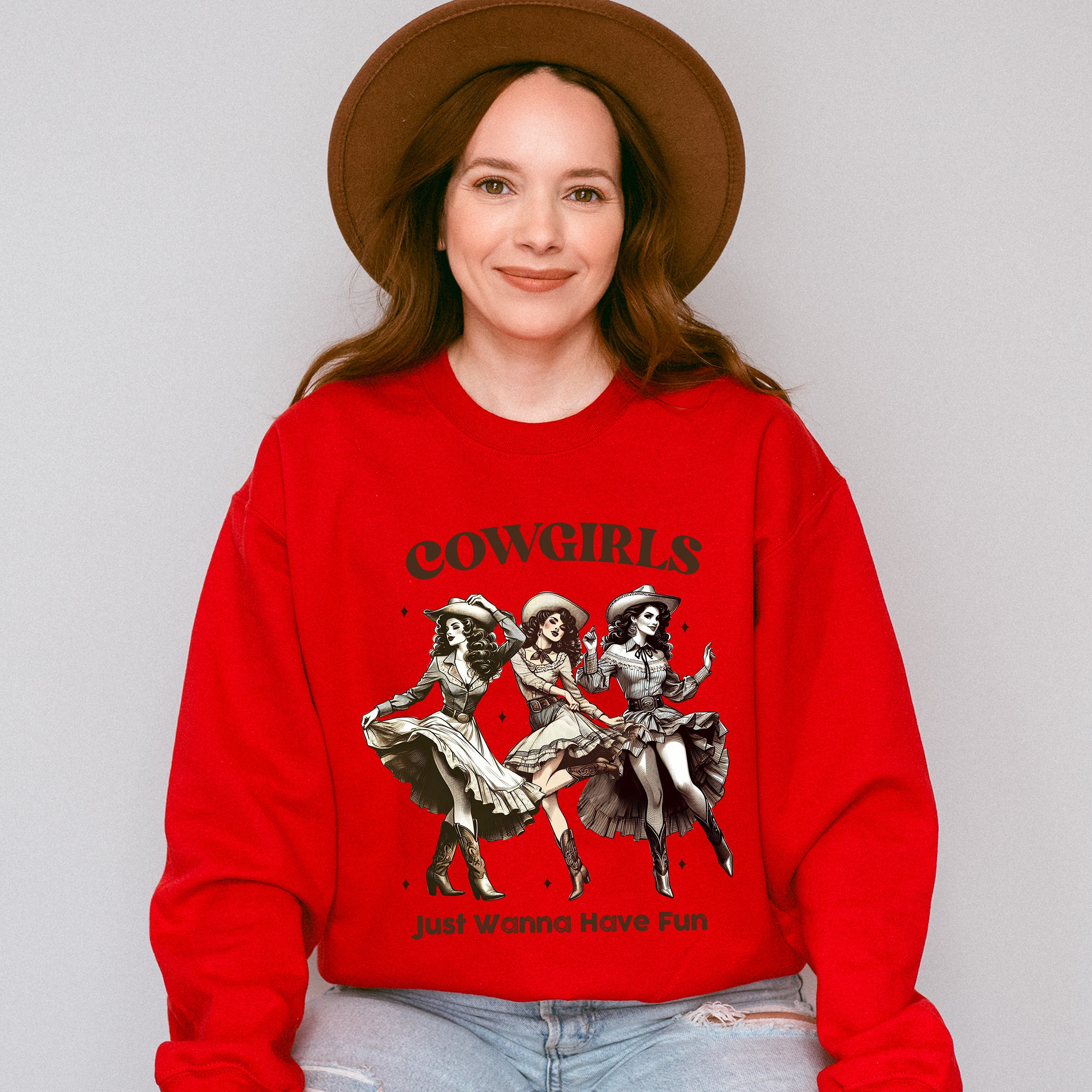 Cowgirls Just Wanna Have Fun Design - Cowgirl Unisex Crewneck T-Shirt Sweatshirt Hoodie