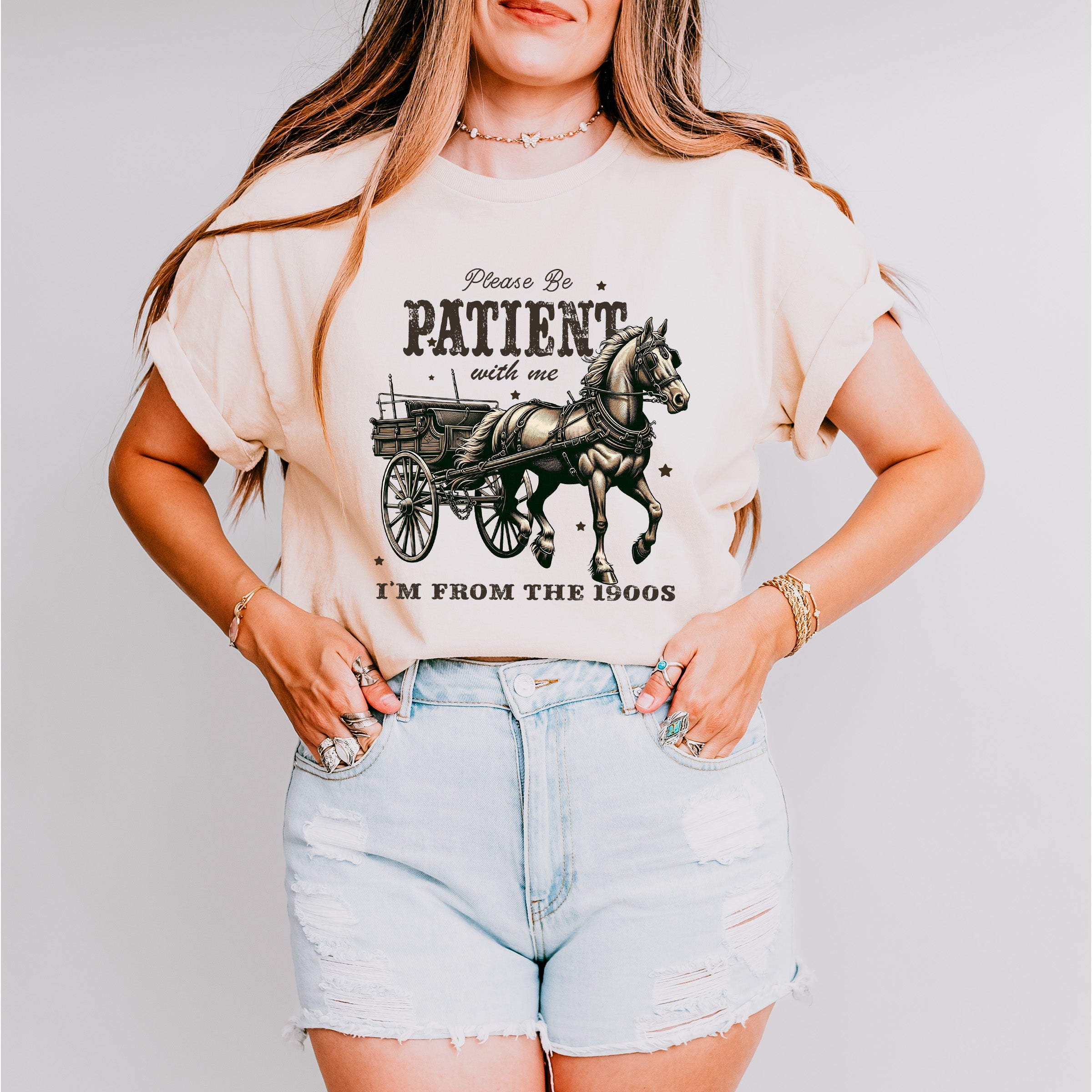 Please Be Patient With Me Design - Cowgirl Unisex Crewneck T-Shirt Sweatshirt Hoodie