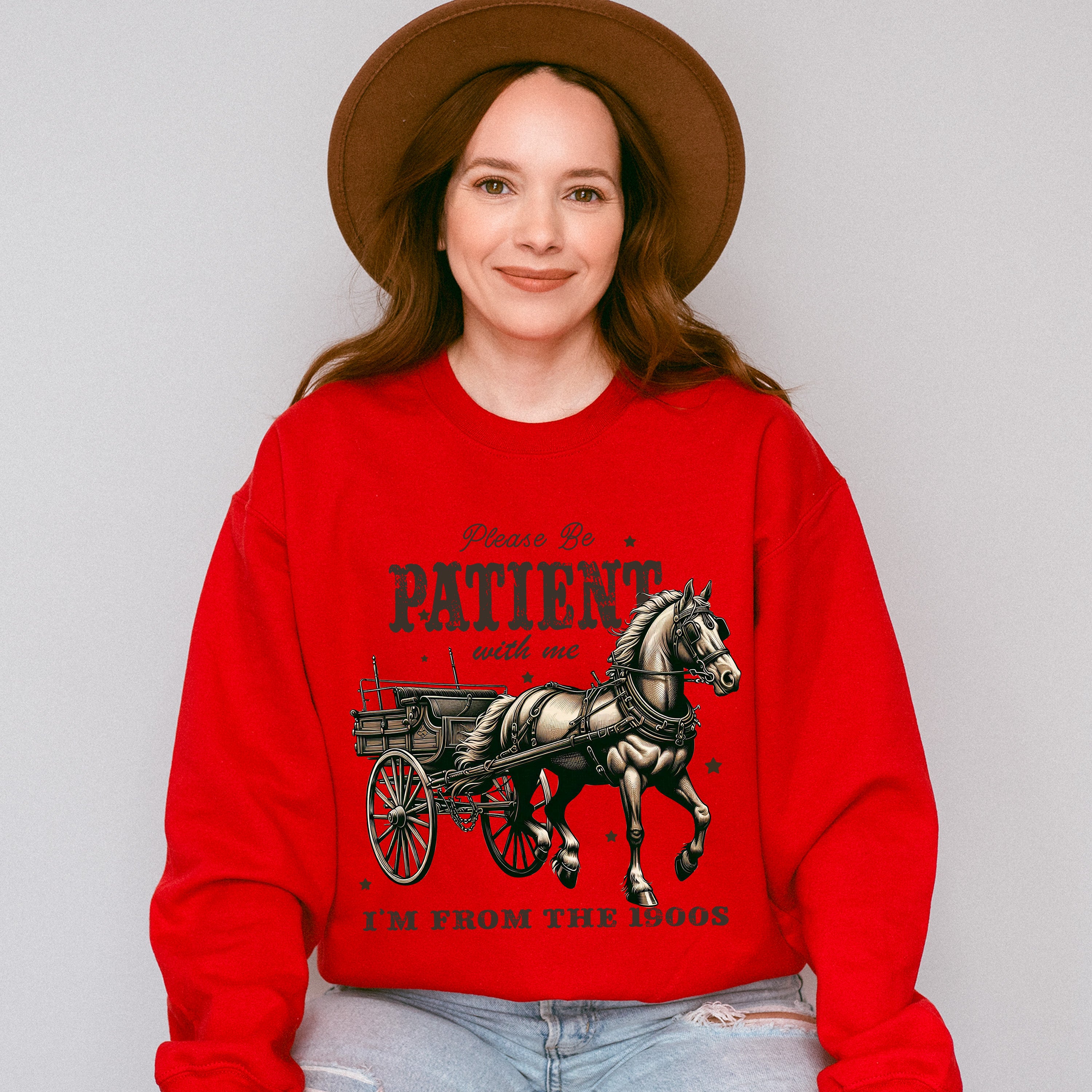 Please Be Patient With Me Design - Cowgirl Unisex Crewneck T-Shirt Sweatshirt Hoodie