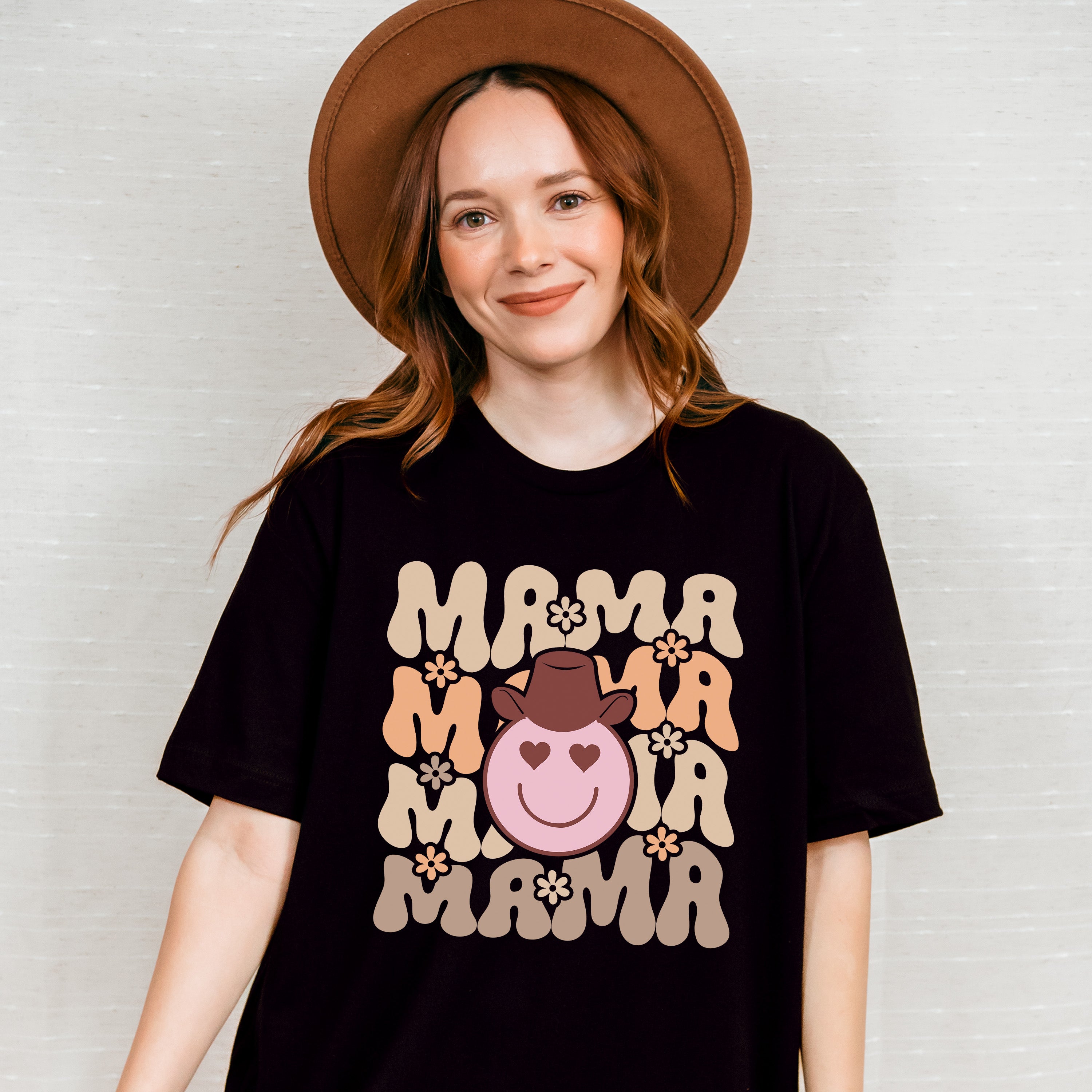 Smile Face Mama Design - Cowgirl Unisex Crewneck T-Shirt Sweatshirt Hoodie