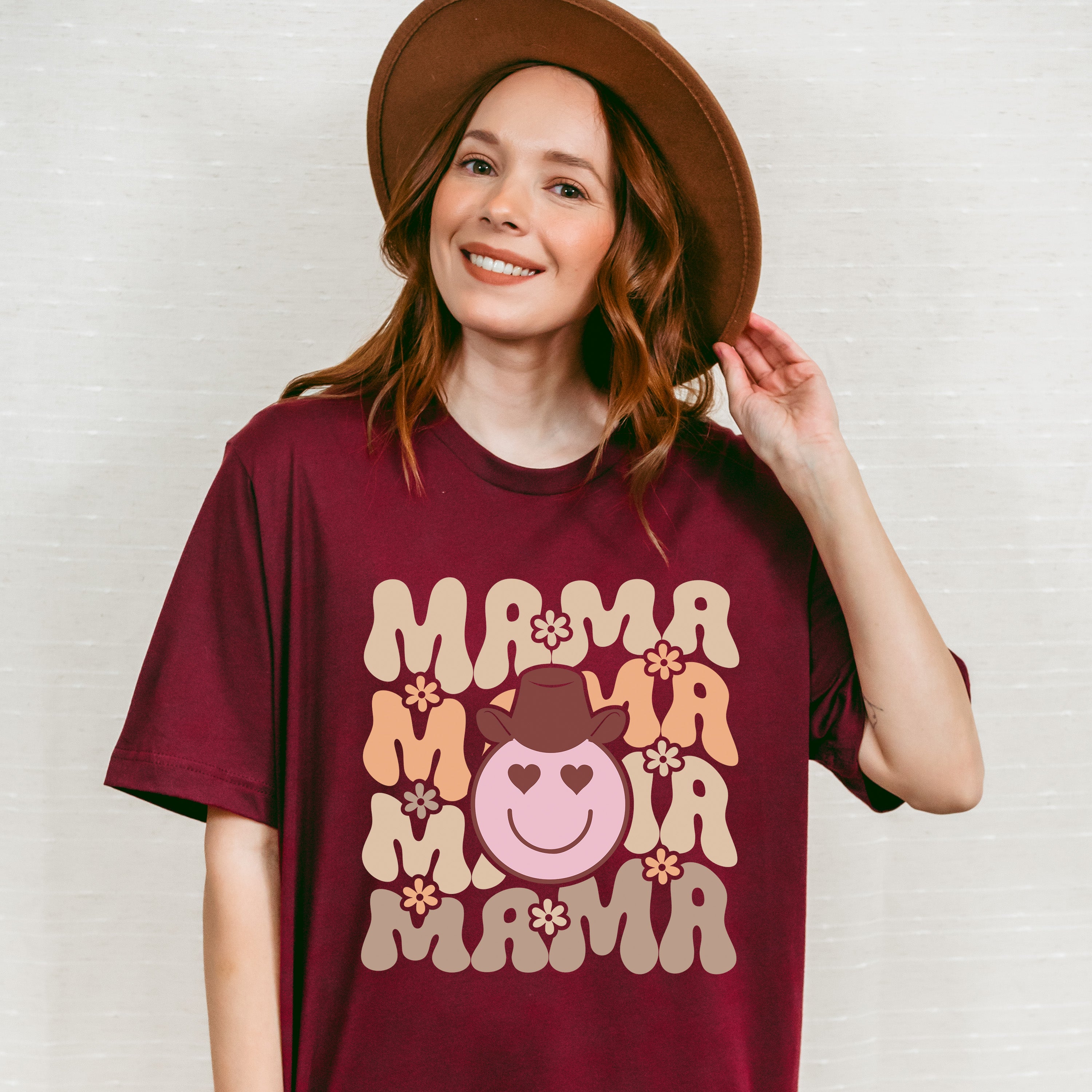 Smile Face Mama Design - Cowgirl Unisex Crewneck T-Shirt Sweatshirt Hoodie