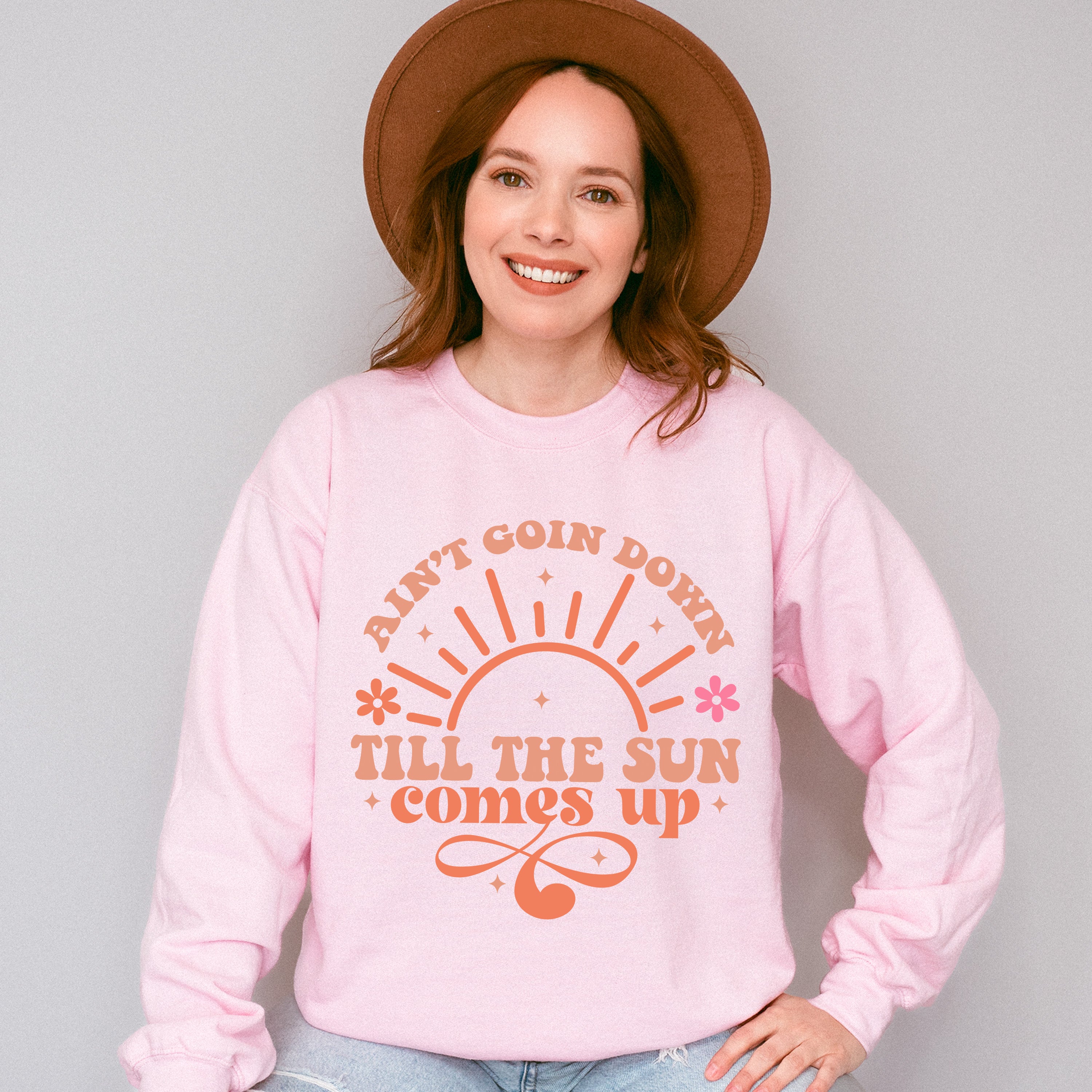 Ain't Goin Down Till The Sun Comes Up Design - Cowgirl Unisex Crewneck T-Shirt Sweatshirt Hoodie