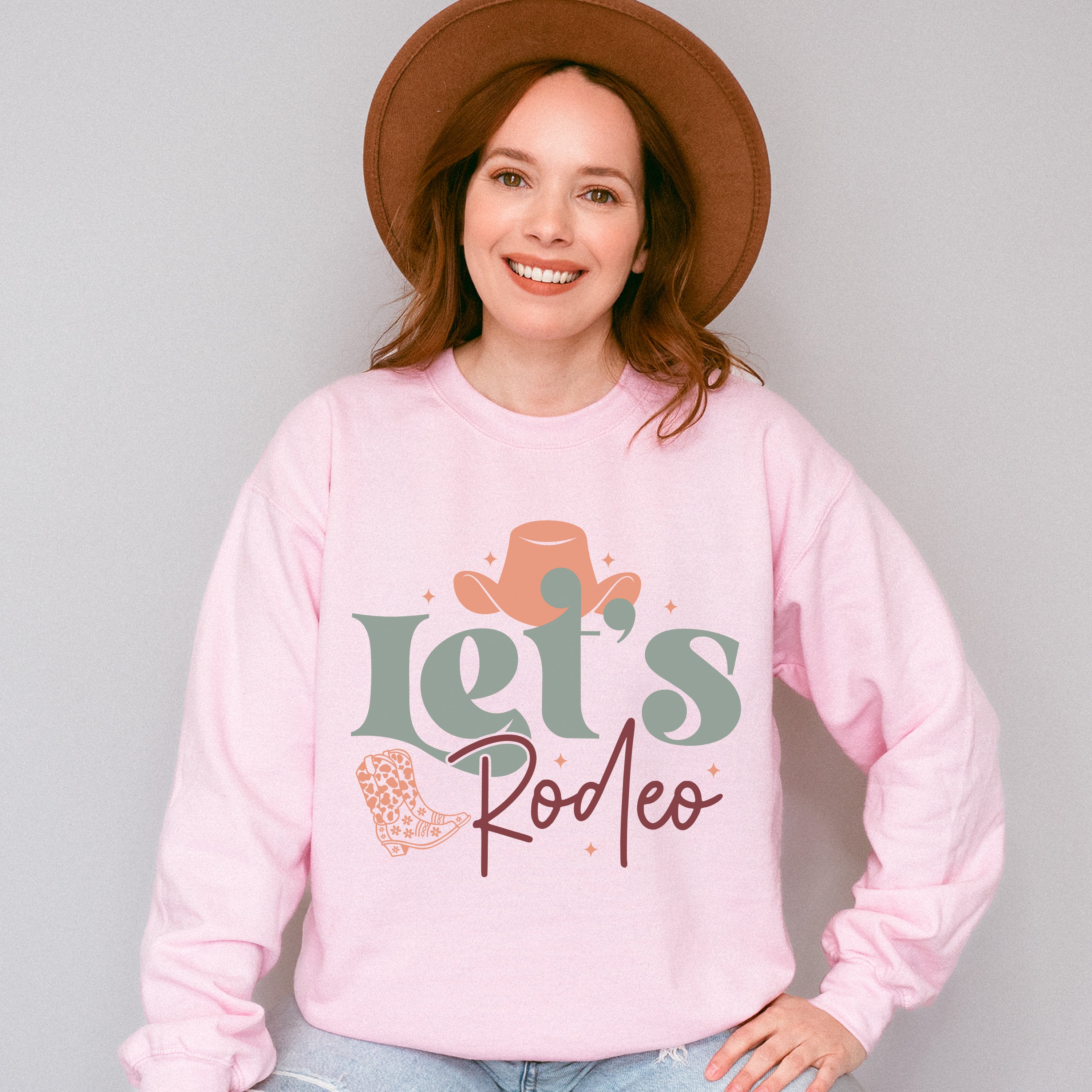 Let's Rodeo Design - Cowgirl Unisex Crewneck T-Shirt Sweatshirt Hoodie