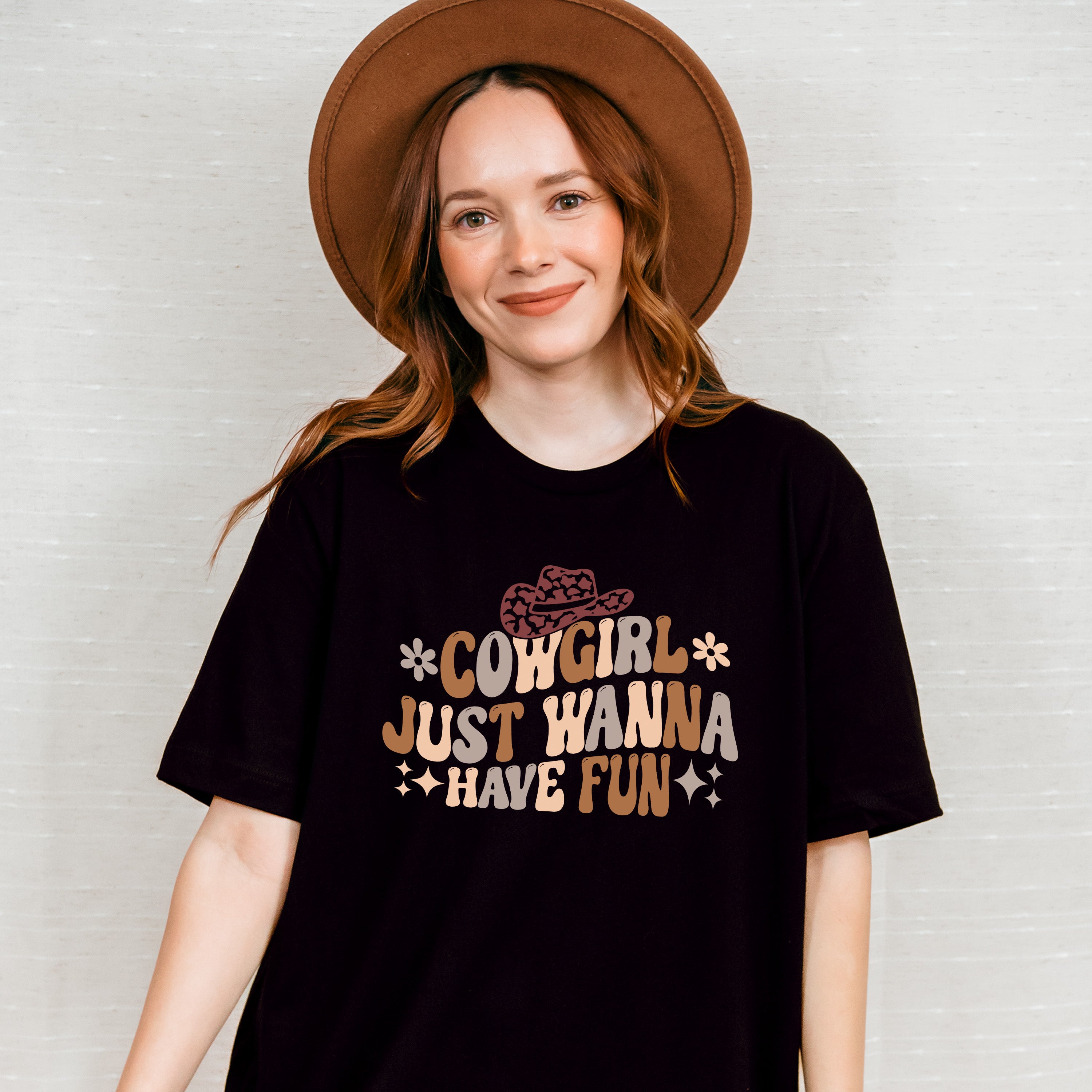 Cowgirl Just Wanna Have Fun Design - Cowgirl Unisex Crewneck T-Shirt Sweatshirt Hoodie