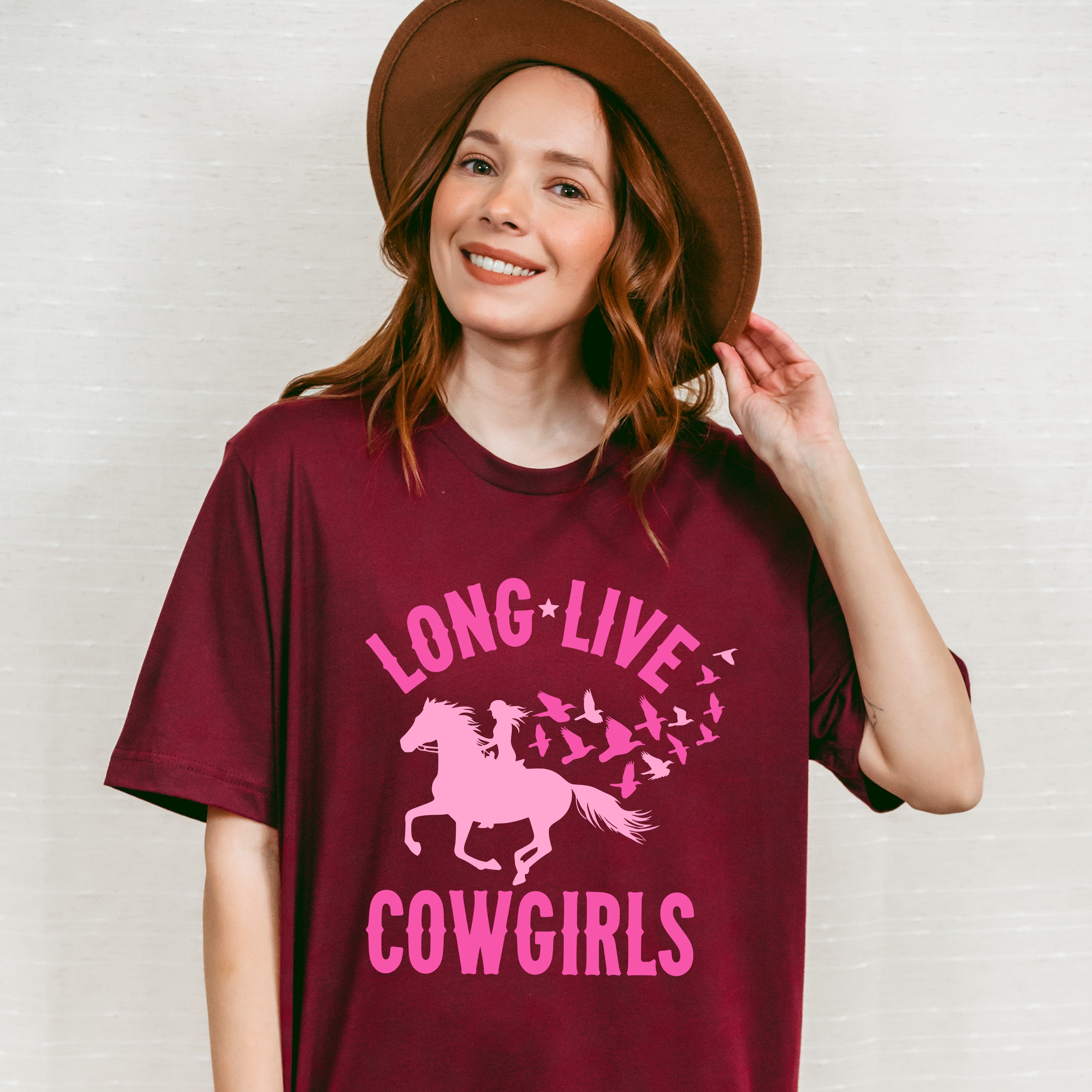 Long Live Cowgirls Pink Design - Cowgirl Unisex Crewneck T-Shirt Sweatshirt Hoodie