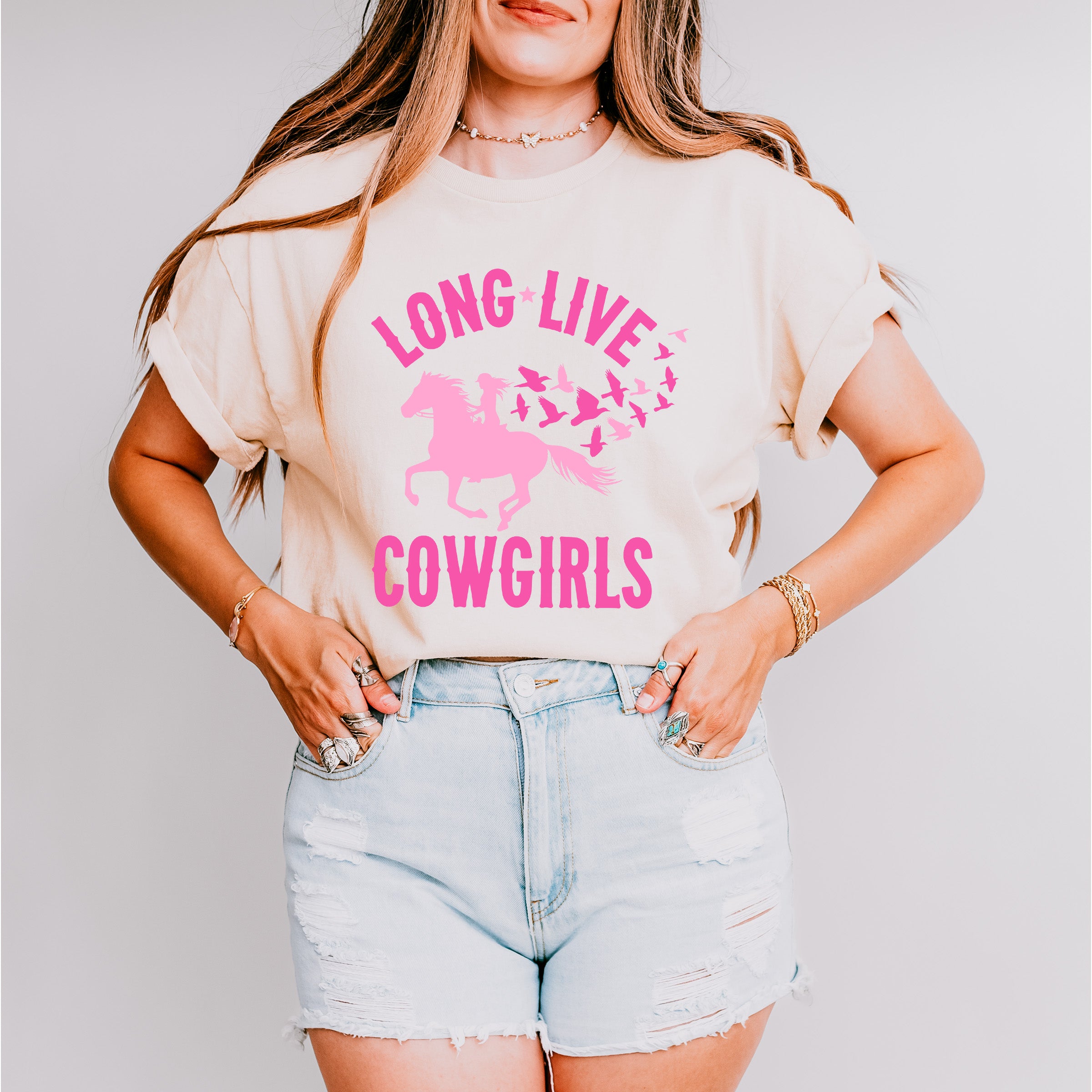 Long Live Cowgirls Pink Design - Cowgirl Unisex Crewneck T-Shirt Sweatshirt Hoodie