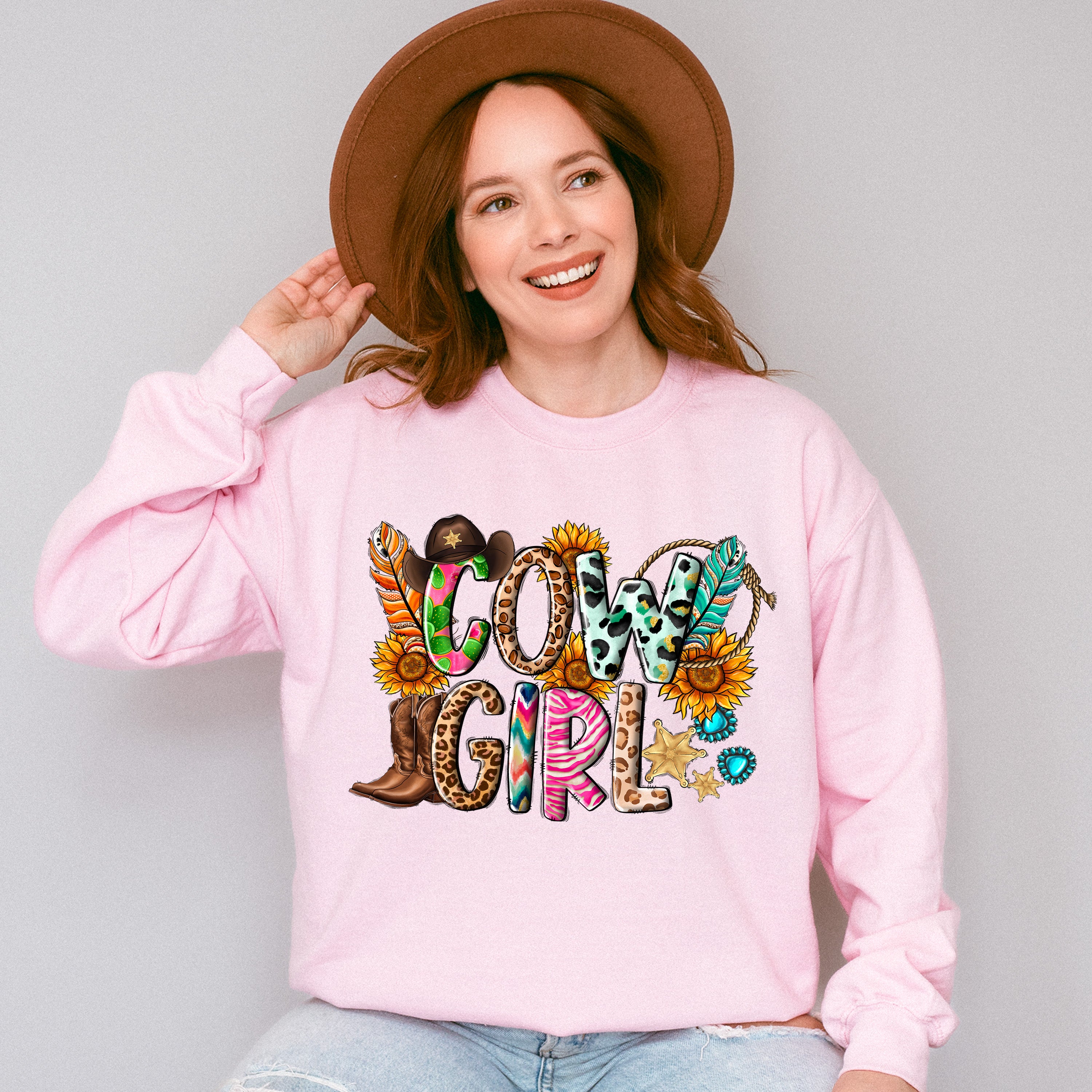 Retro Cowgirl Design - Cowgirl Unisex Crewneck T-Shirt Sweatshirt Hoodie