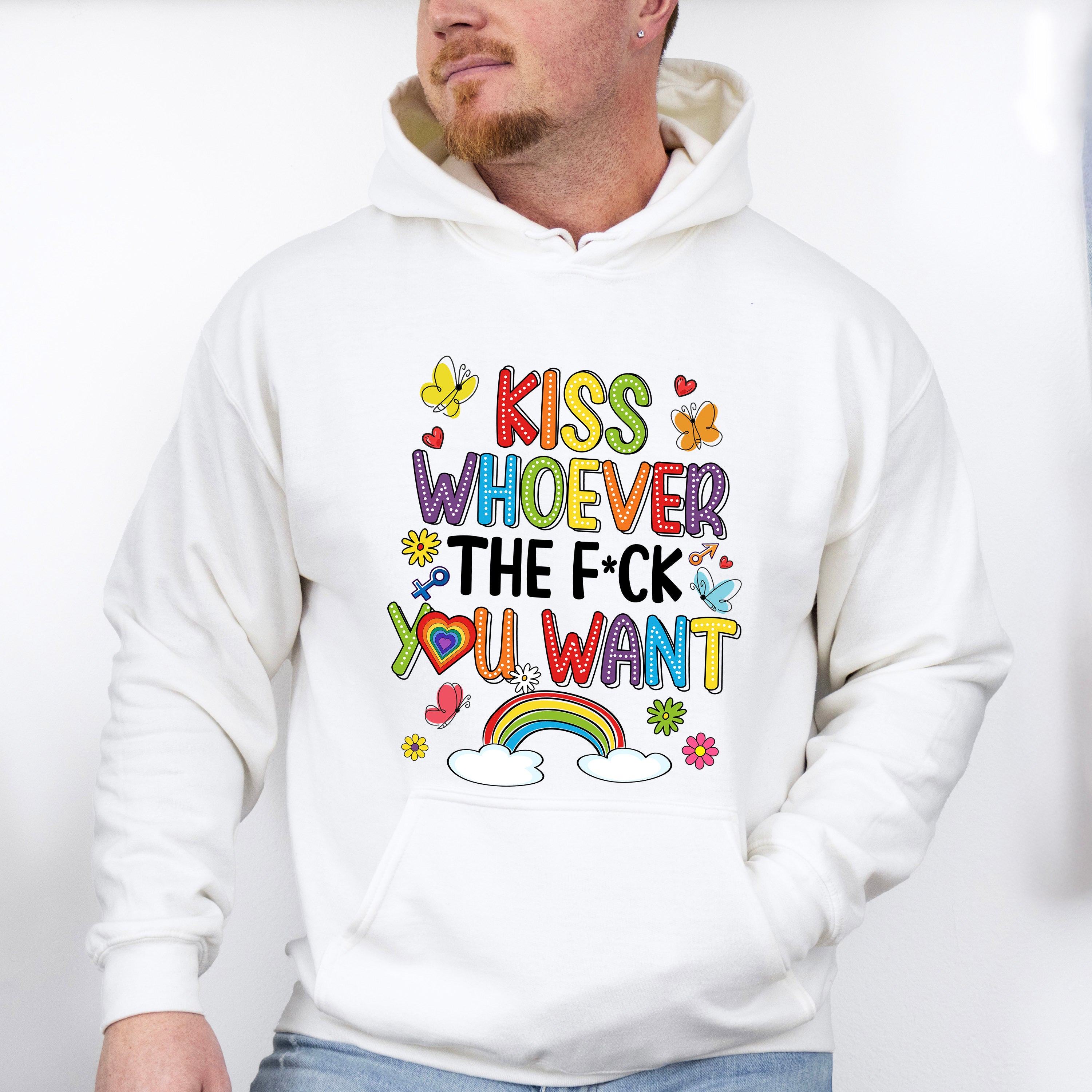 Kiss Whoever The F*ck You Want - LGBTQ Theme Unisex Crewneck T-Shirt Sweatshirt Hoodie