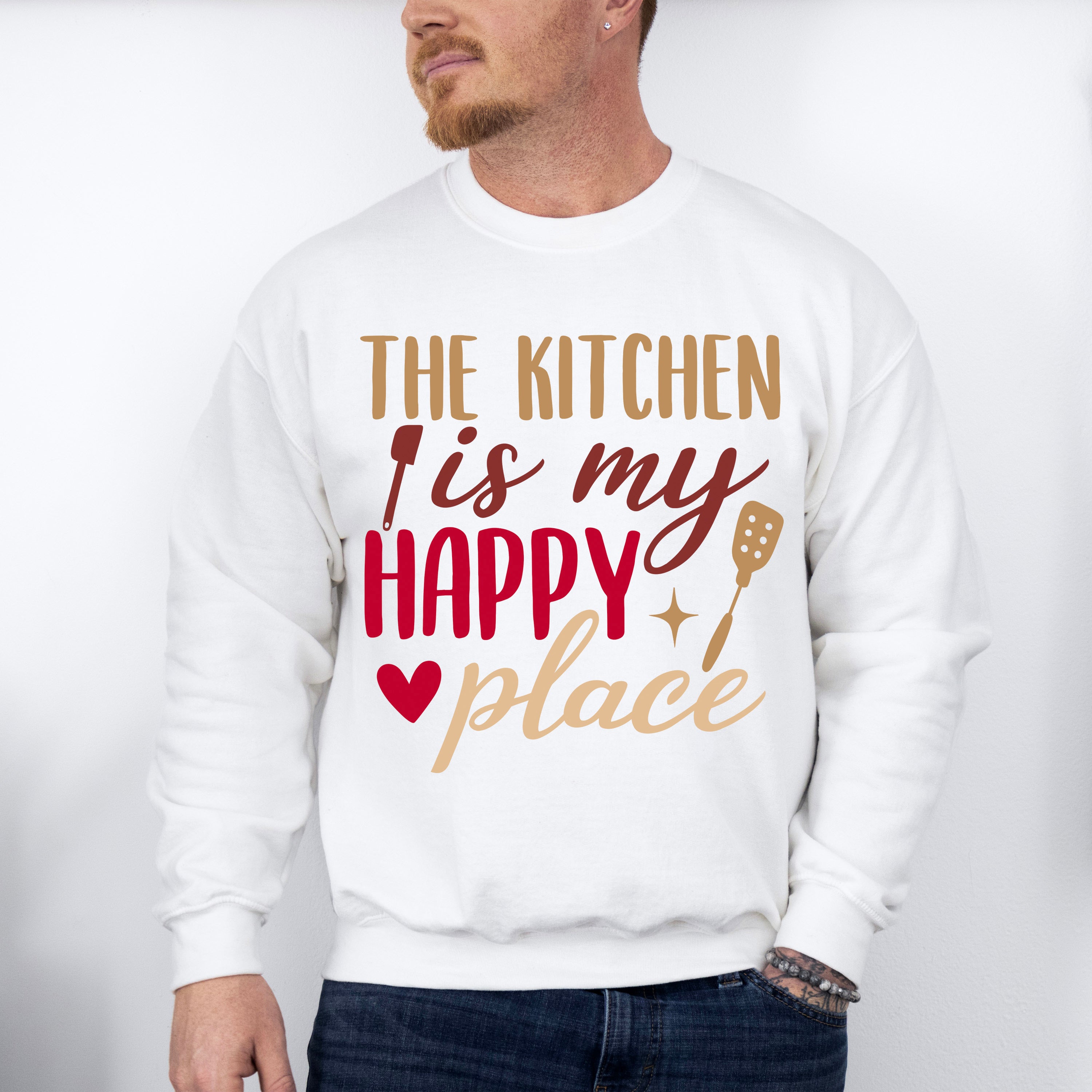 The Kitchen Is My Happy Place - Cooking Unisex Crewneck T-Shirt Sweatshirt Hoodie