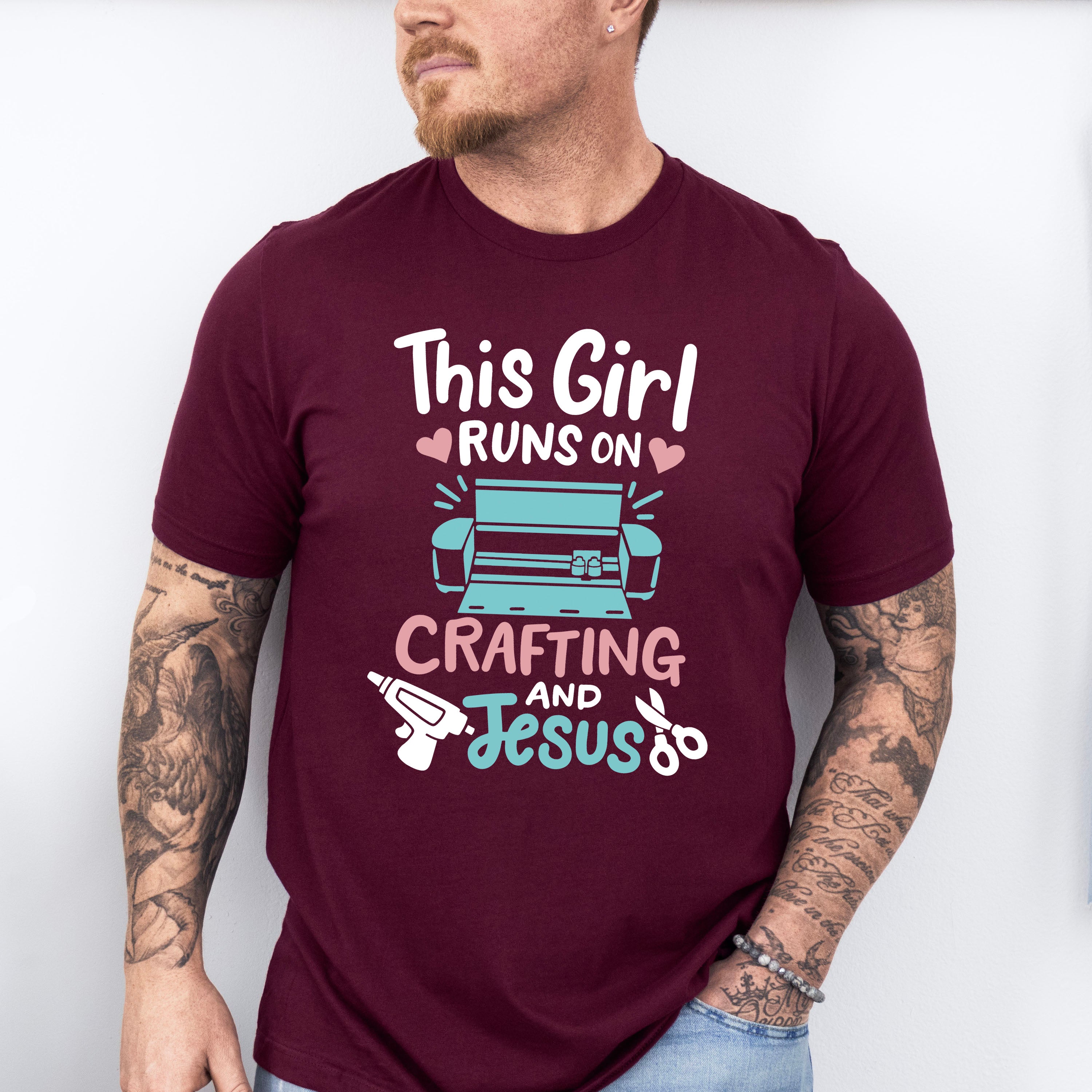 This Girl Runs On - Crafting Unisex Crewneck T-Shirt Sweatshirt Hoodie