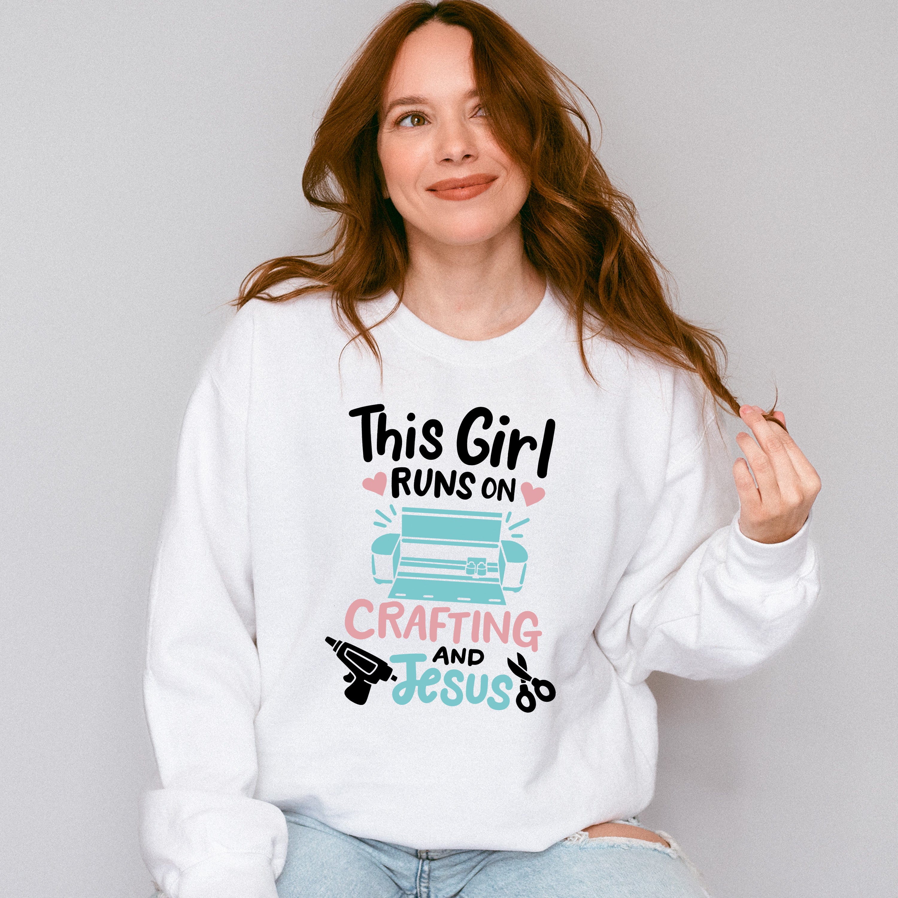 This Girl Runs On - Crafting Unisex Crewneck T-Shirt Sweatshirt Hoodie